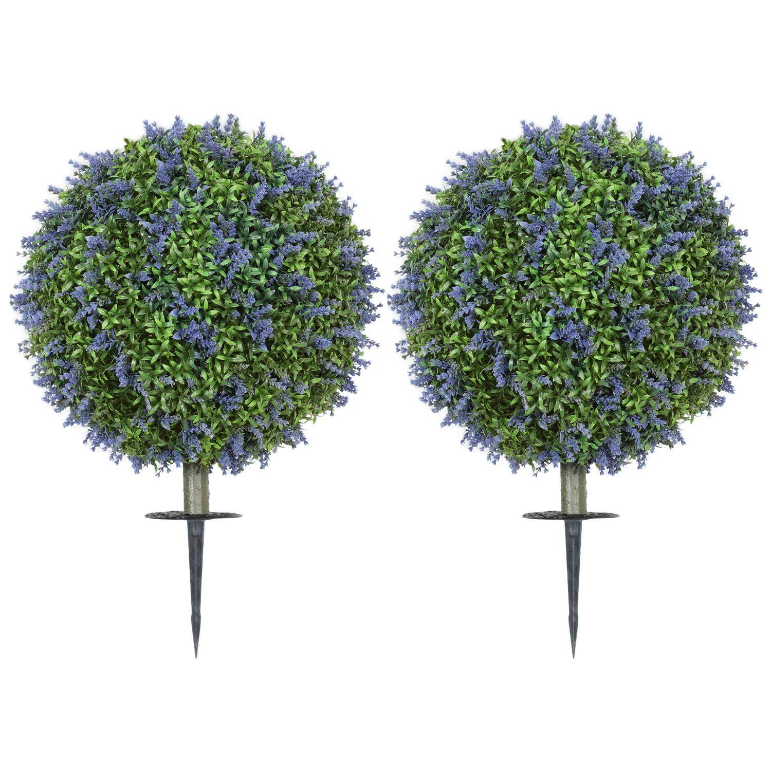 Sæt med 2 kunstige lavendel 60 cm kunstige planter med UV-beskyttelse Kunstig plante som ægte med jordindsats til soveværelse St