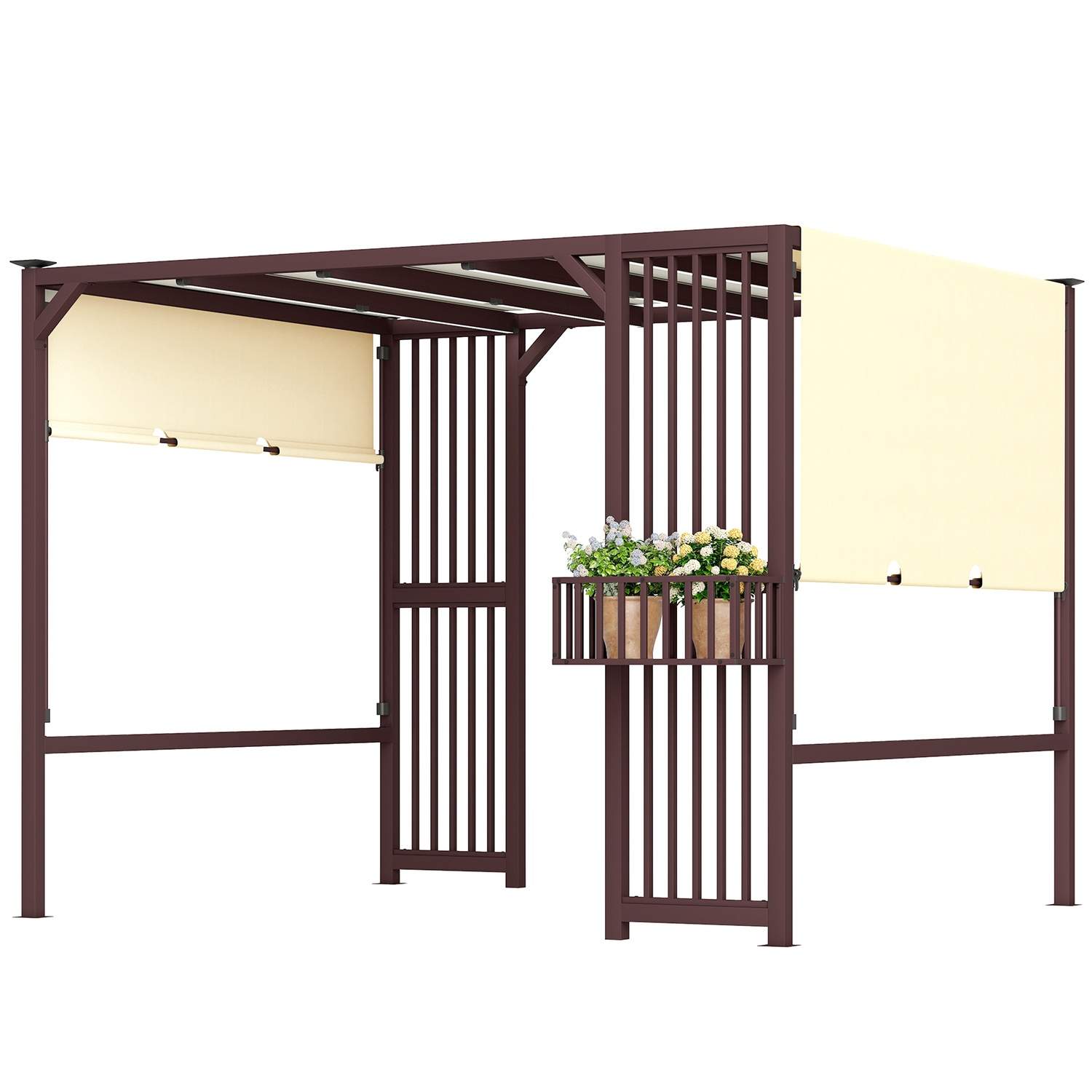 Pergola Gazebo 3x2,5m UV 30+Stabil Vintertæt Solbeskyttelse med Justerbart Skydetag Privacy Skærmplanter Fritstående Havepavillo