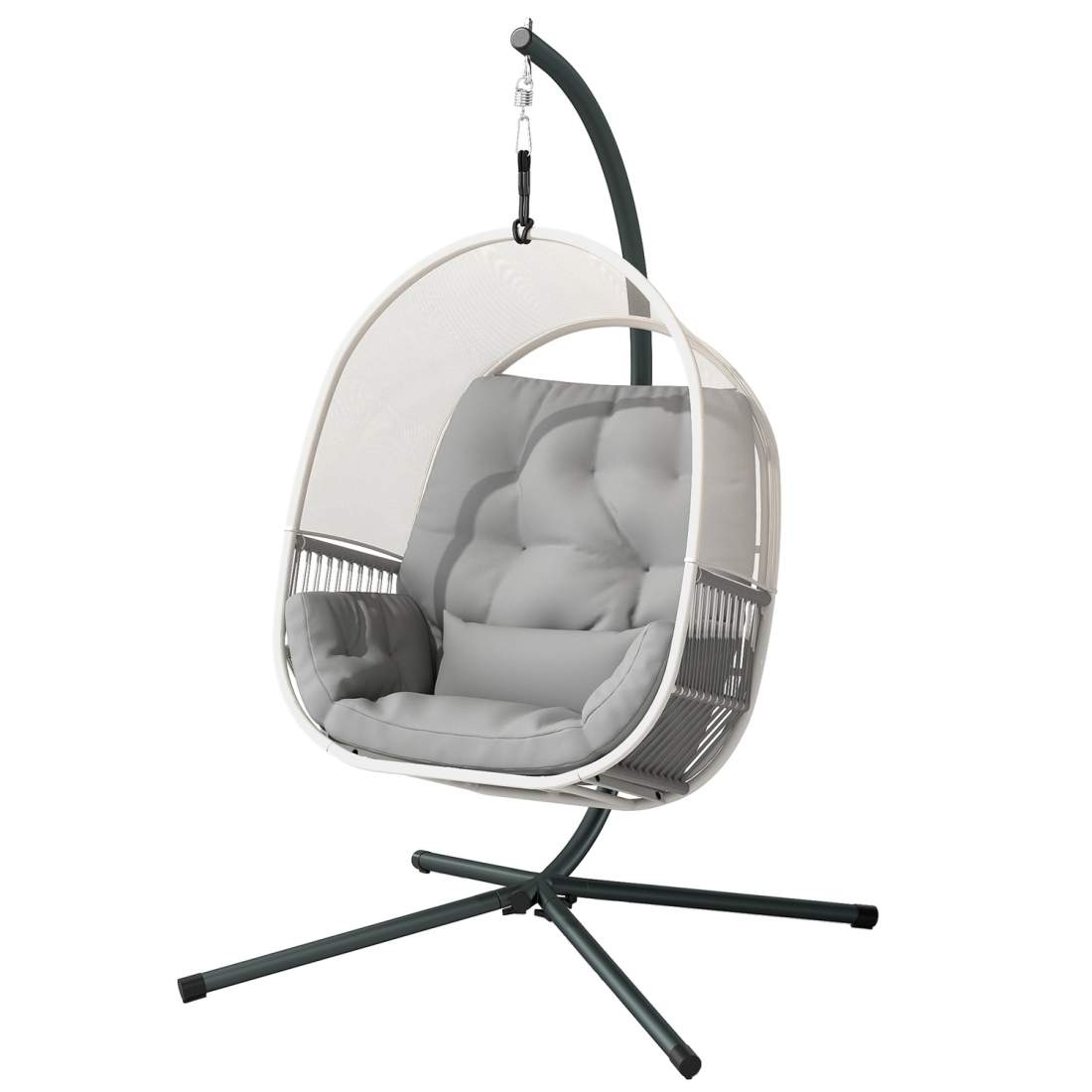 Hängstol med ram, äggformad hänggunga med mjuk, djup dyna, sittdynor, hängmatta för utomhusbruk, gungstol utomhus, uteplats, trä | Elektronik - Tillbehör Mobil & Surfplatta - Surfplatta Tillbehör - Stativ | Pryloteket