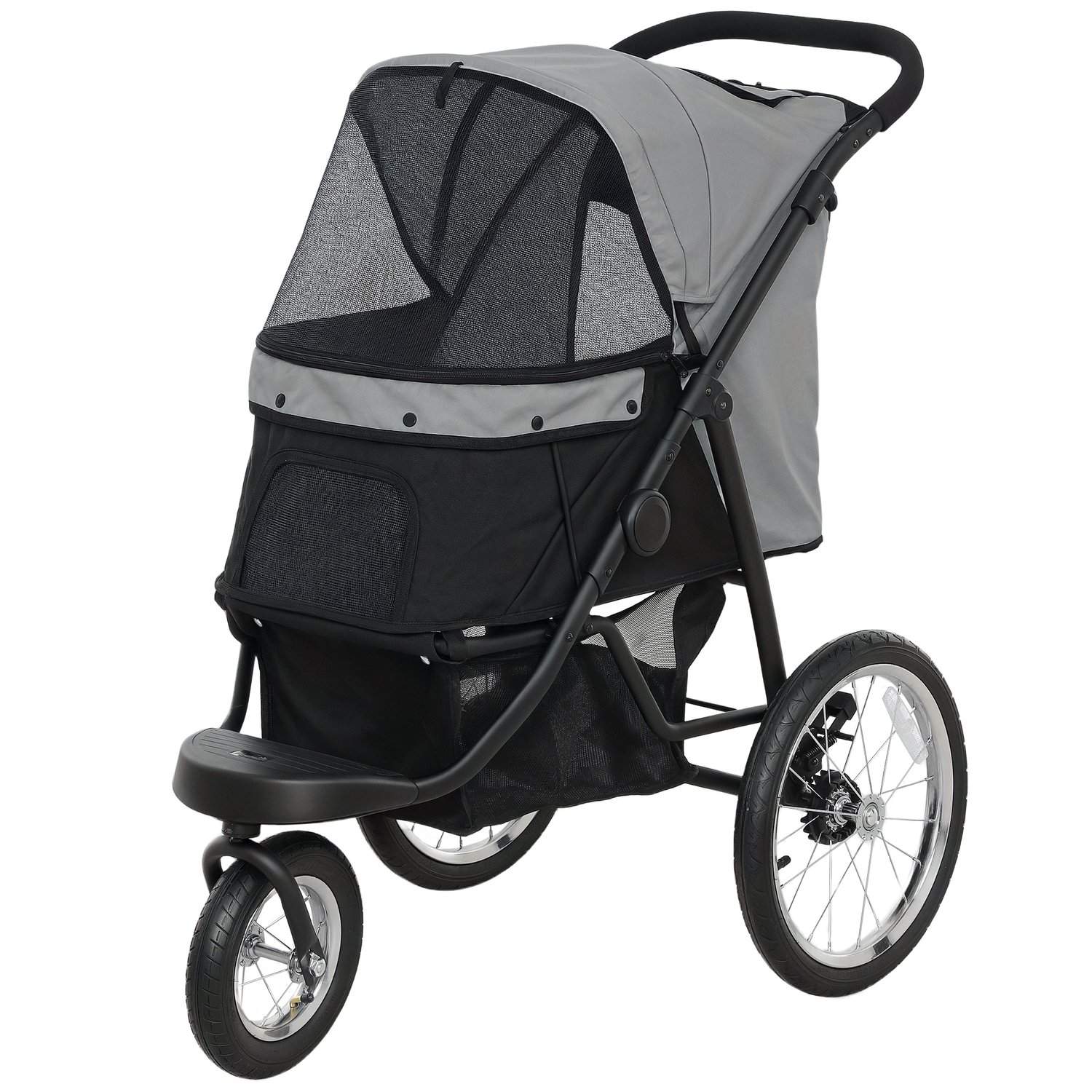 Hundeklapvogn jogger hundevogn foldbar til små hunde & katte op til 10 kg kattevogn med 3 store gummihjul, pude mesh vinduer opb