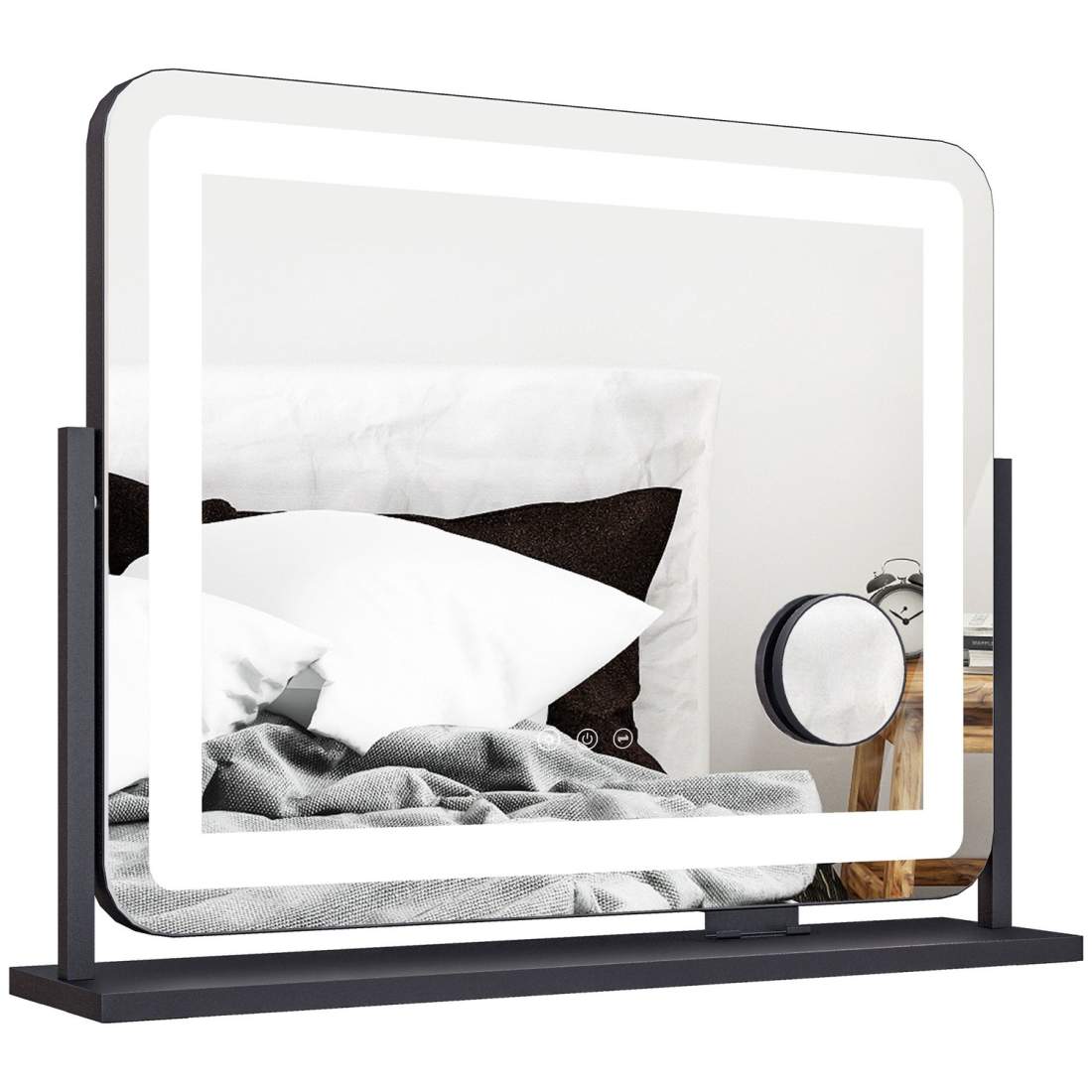 Sminkspegel med belysning, LED sminkspegel med 3 ljusfärger, bordsspegel med 10X förstoring, mobiltelefonhållare, USB-laddningsp | Hälsa & Skönhet - Smink & Tillbehör - Smink | Pryloteket