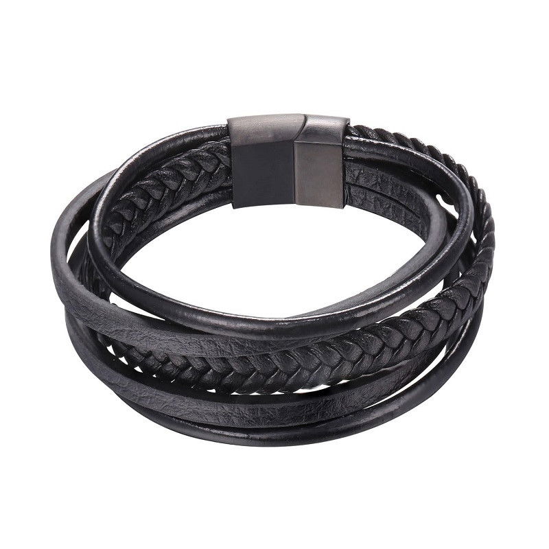 U7 - Armbånd af imiteret læder - Sort