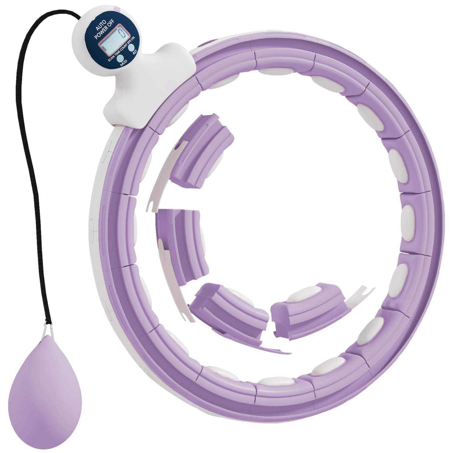 Smart Hula Hoop Voksne med Vægtboldtæller 16 knob (76-113cm) Justerbar Fitness Quiet Slankeudstyr Infinity Hula Hoop til vægttab