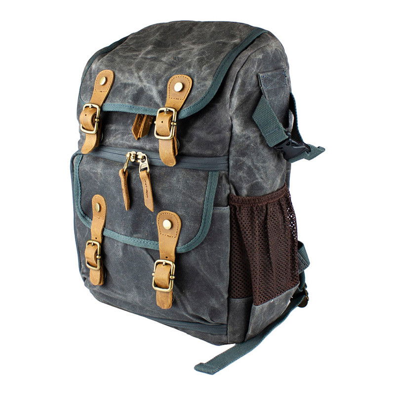 Rugged Camera Backpack with a Vintage Design - Grey