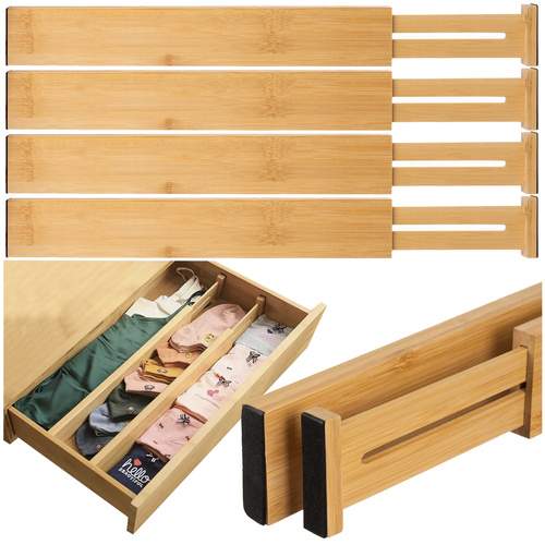 Bamboo skuffeorganisator med justerbare rumdelere