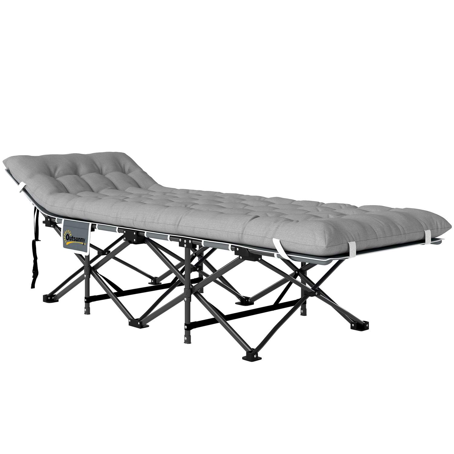 Feltseng sammenklappelig campingseng med madraspude sidelomme 190 x 65 x 37 cm camping liggestol til voksne gæsteseng op til 150