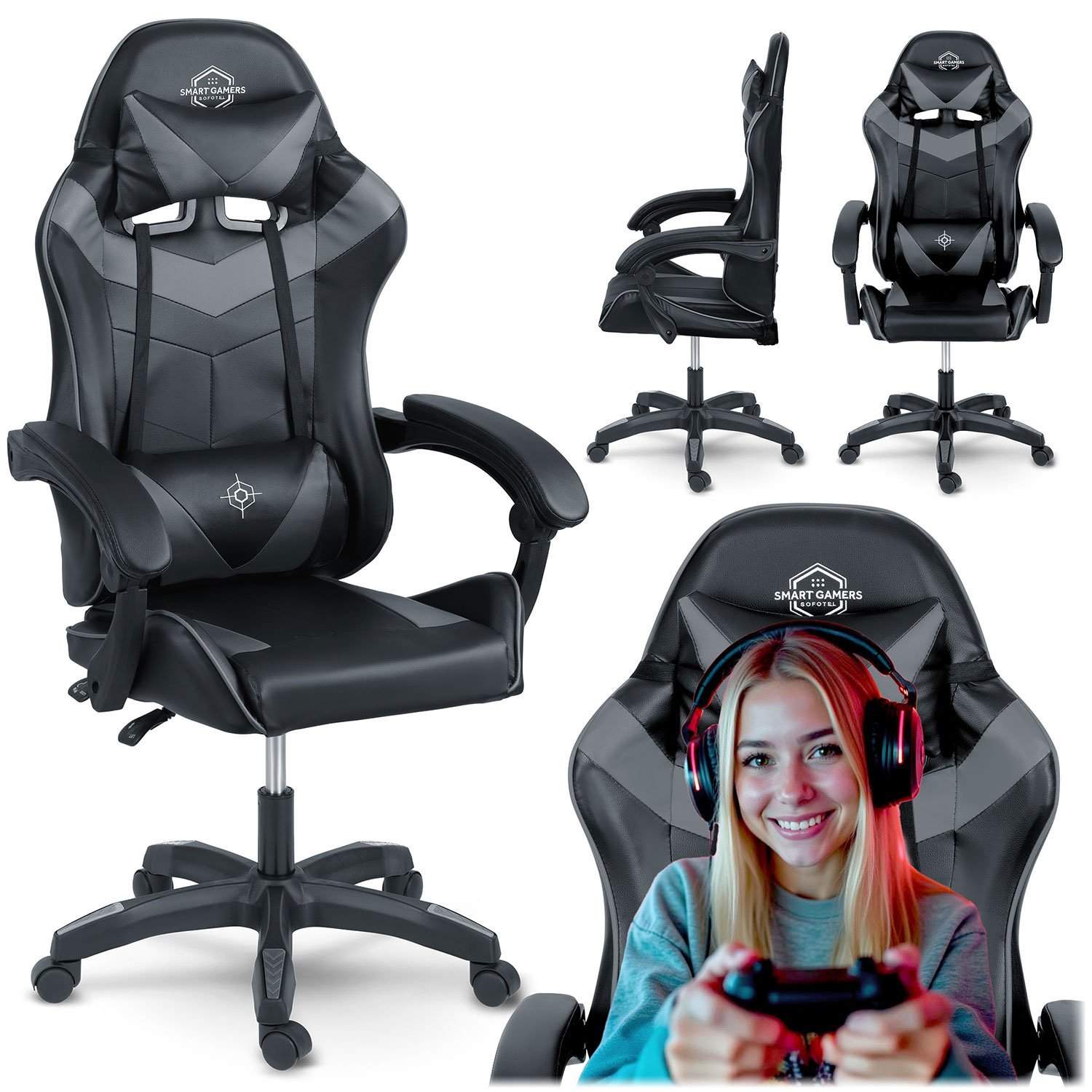 Sofotel Draknor gaming stol sort og grå