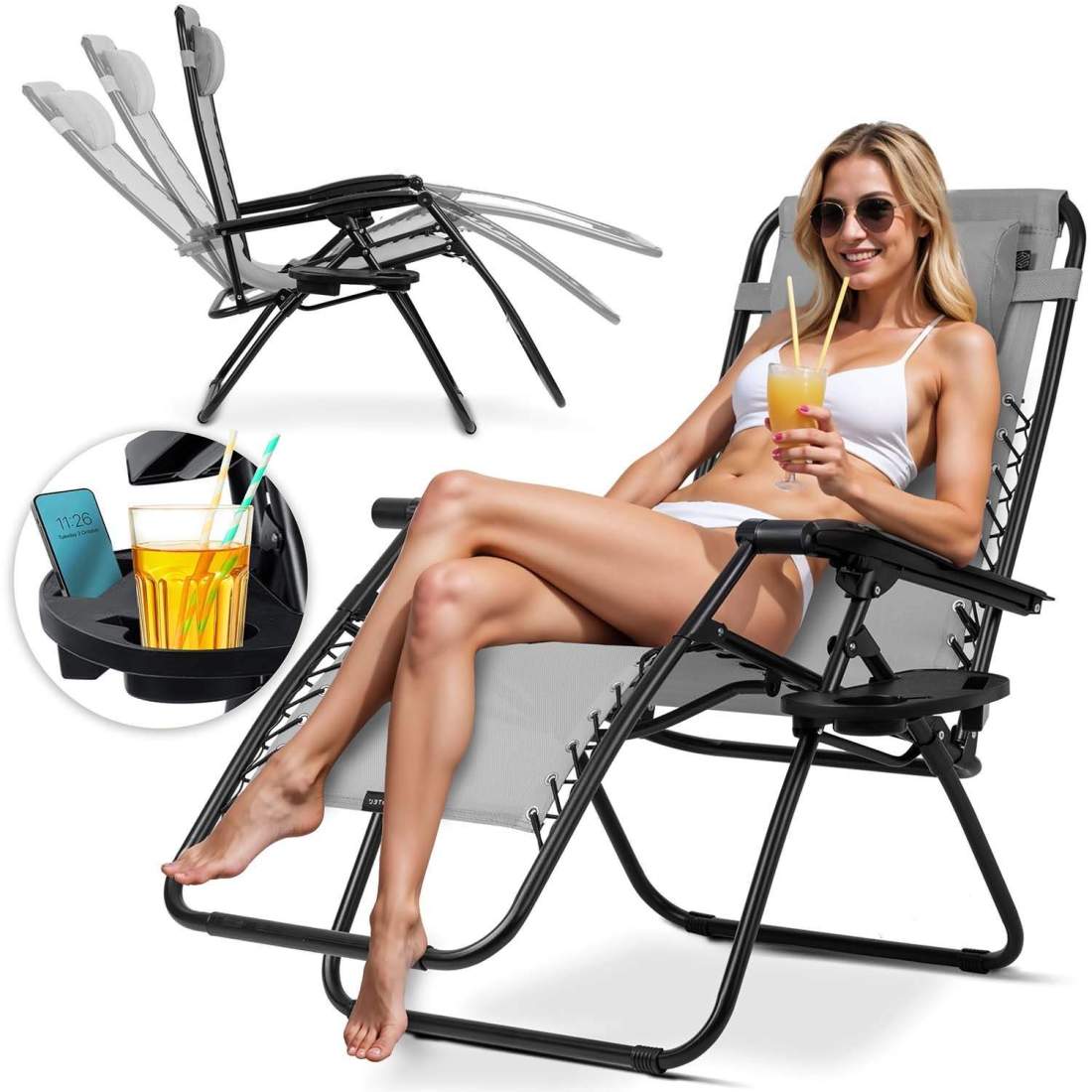 Hopfällbar trädgårdssäng med dyna Sofotel ChillWell grå | Hem & Hobby - Hem & Hushåll - Balkong | Pryloteket