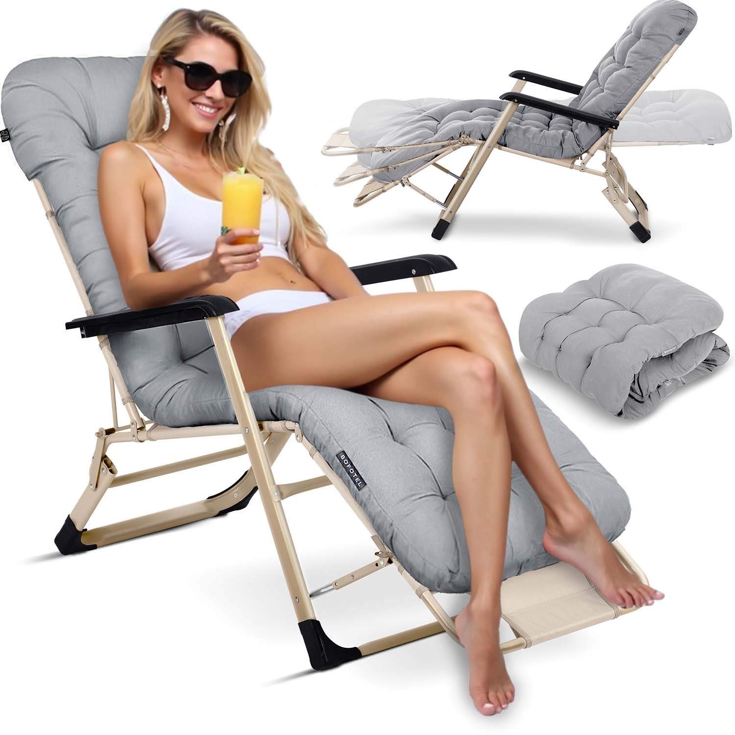 Sammenklappelig haveseng med hynde Sofotel ChillWell lysegrå