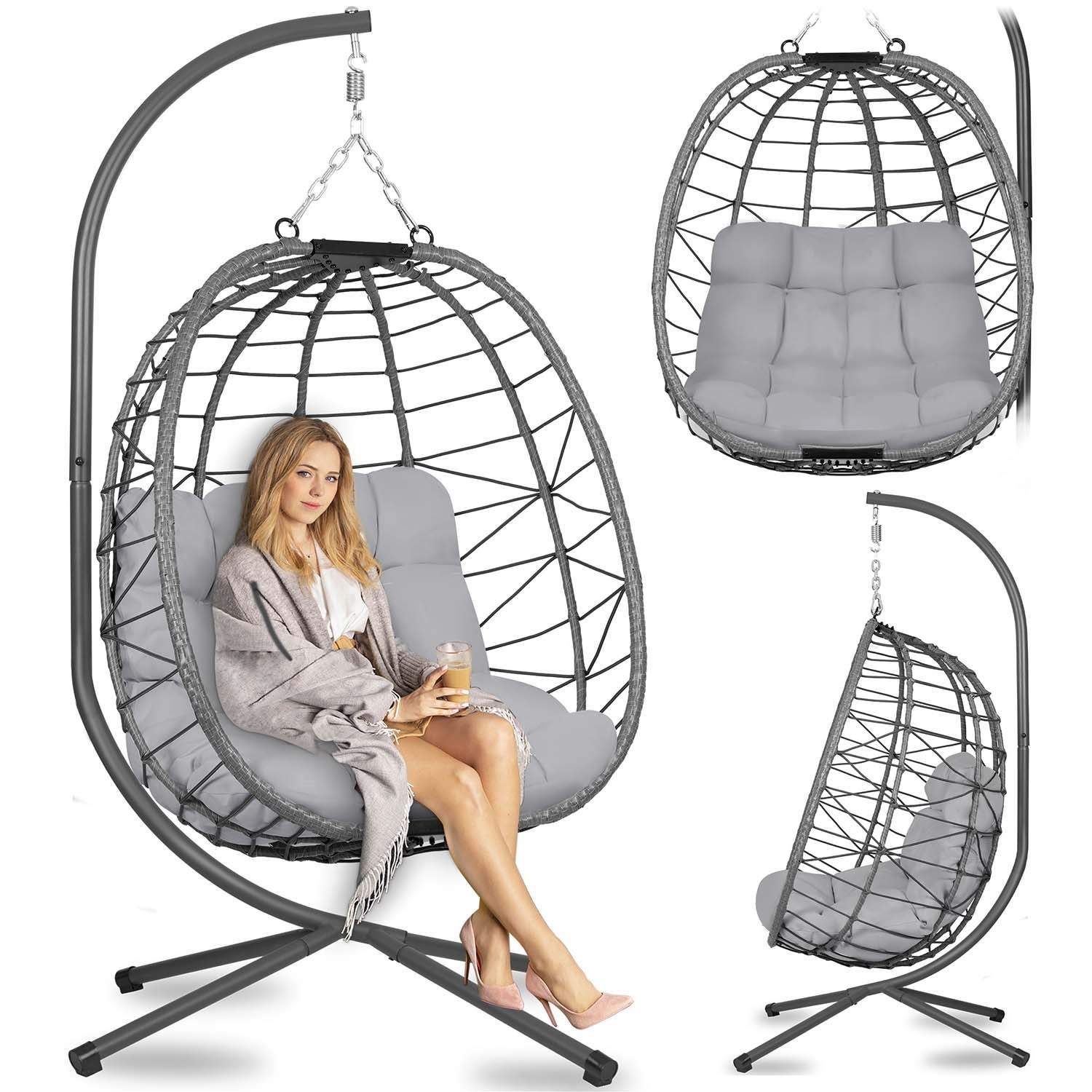 Tihuana grå hængende havestol + grå Sofotel hynder
