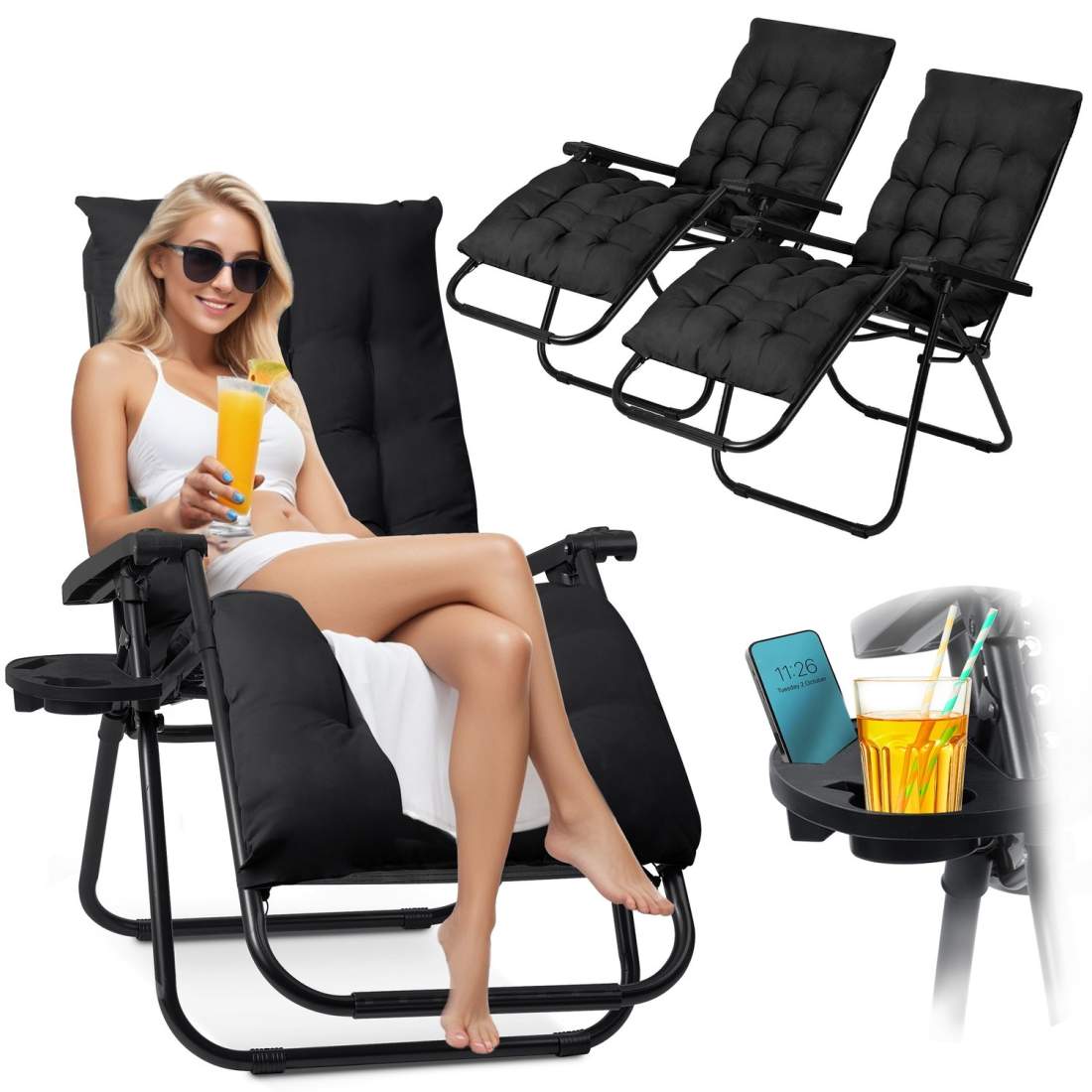 Hopfällbar trädgårdsstol med dyna Sofotel ChillWell set om 2 | Hem & Hobby | Pryloteket