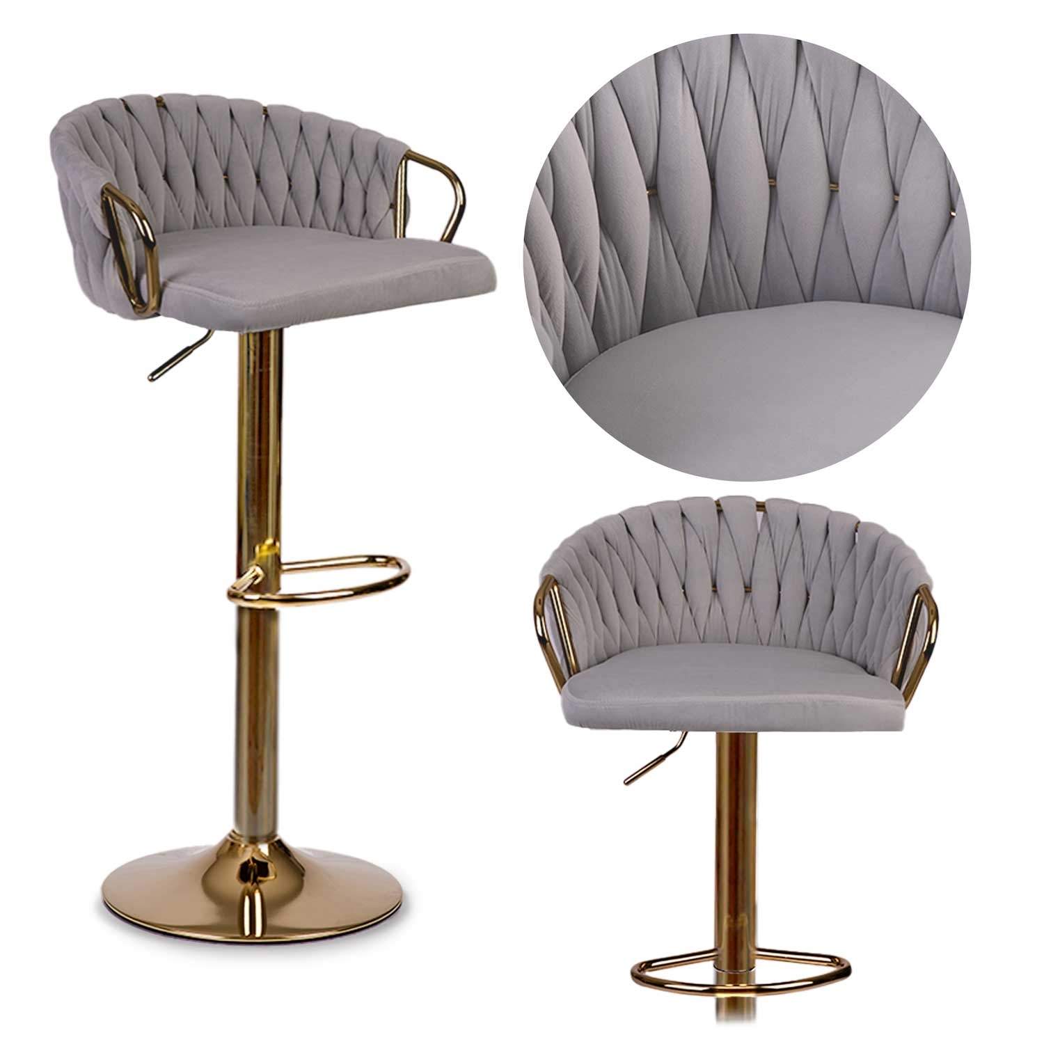 Elissian Sofotel barstol med ryglæn, grå med guldbund