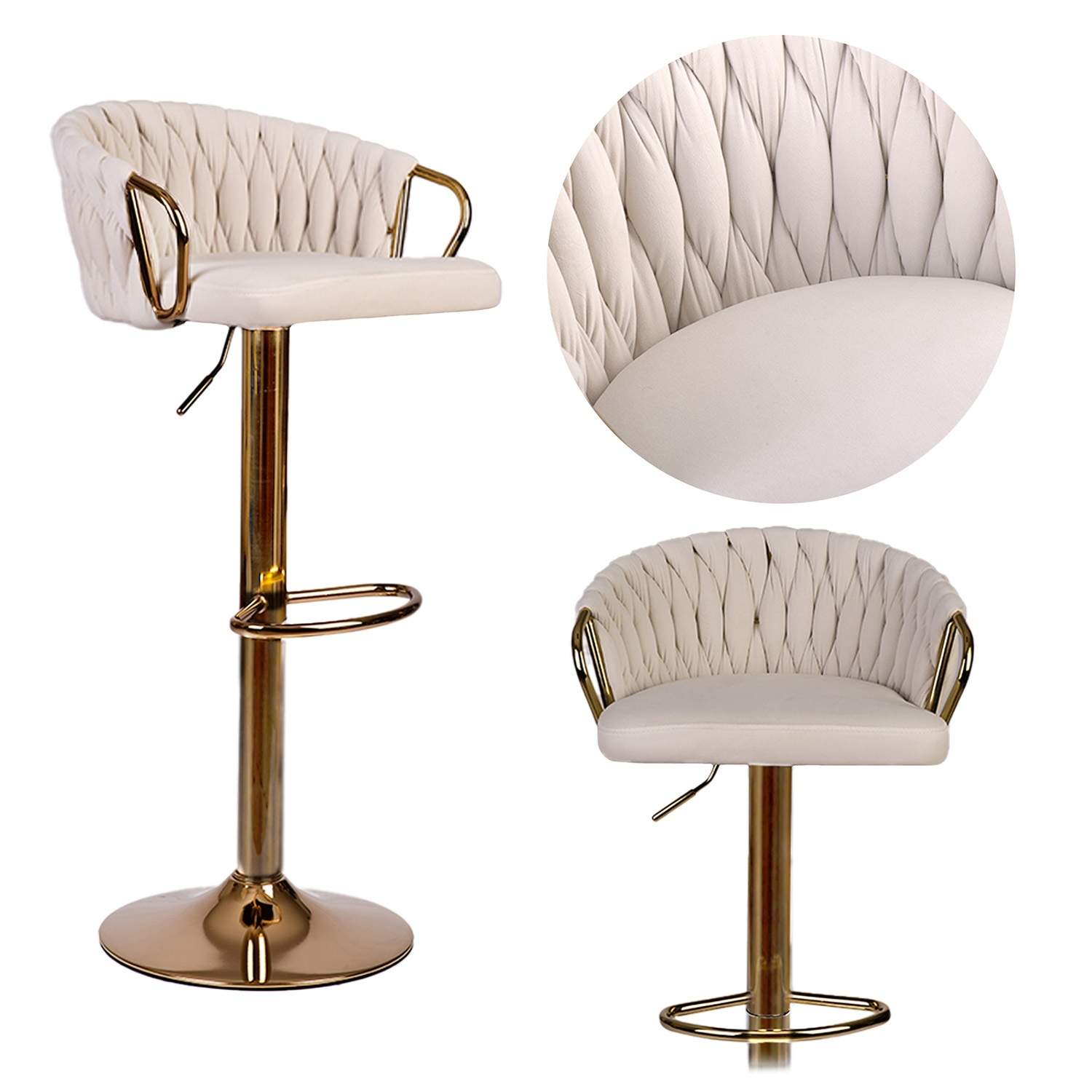 Elissian barstol med ryg Beige sofa med guldbund