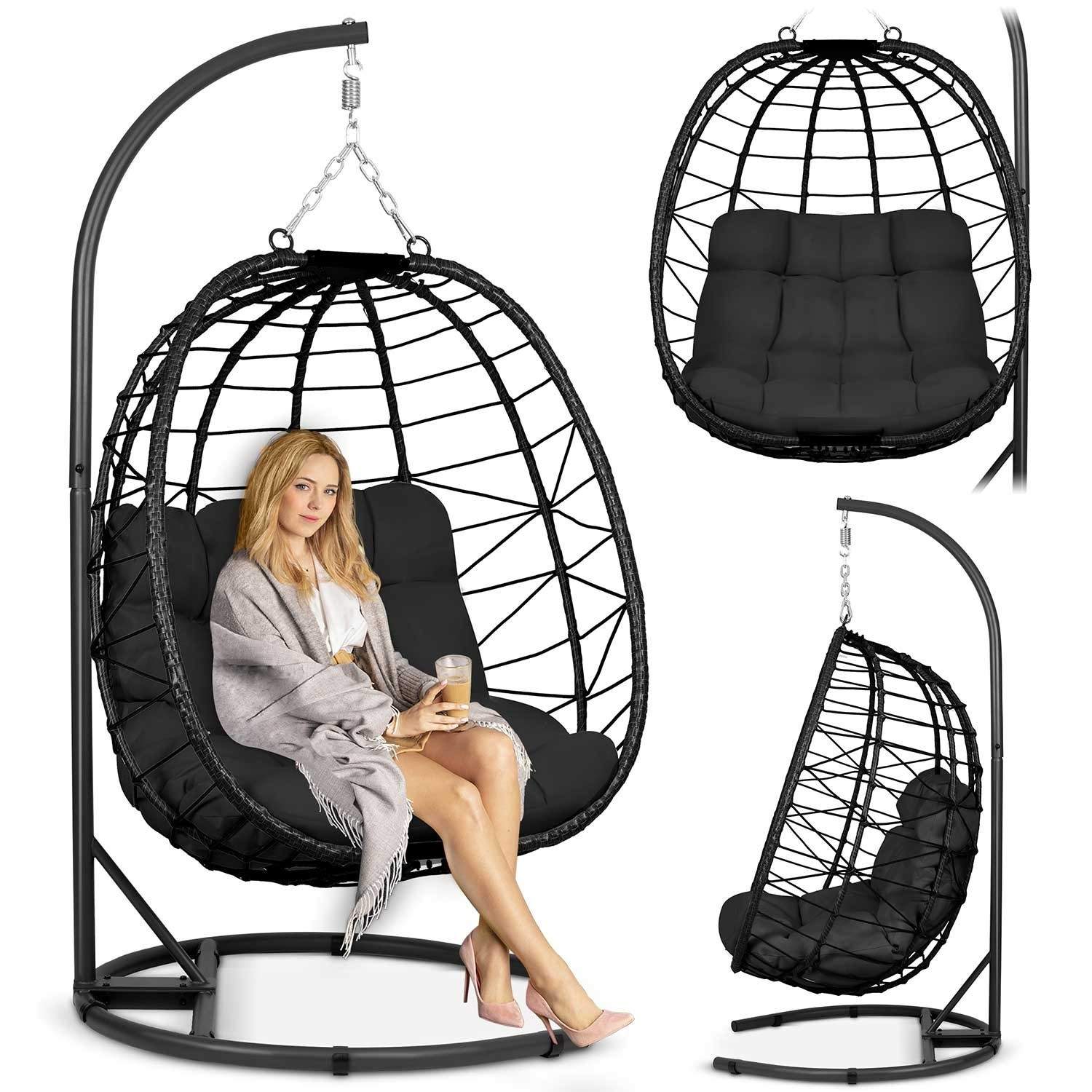 Tihuana sort hængende havestol + sorte hynder Sofotel