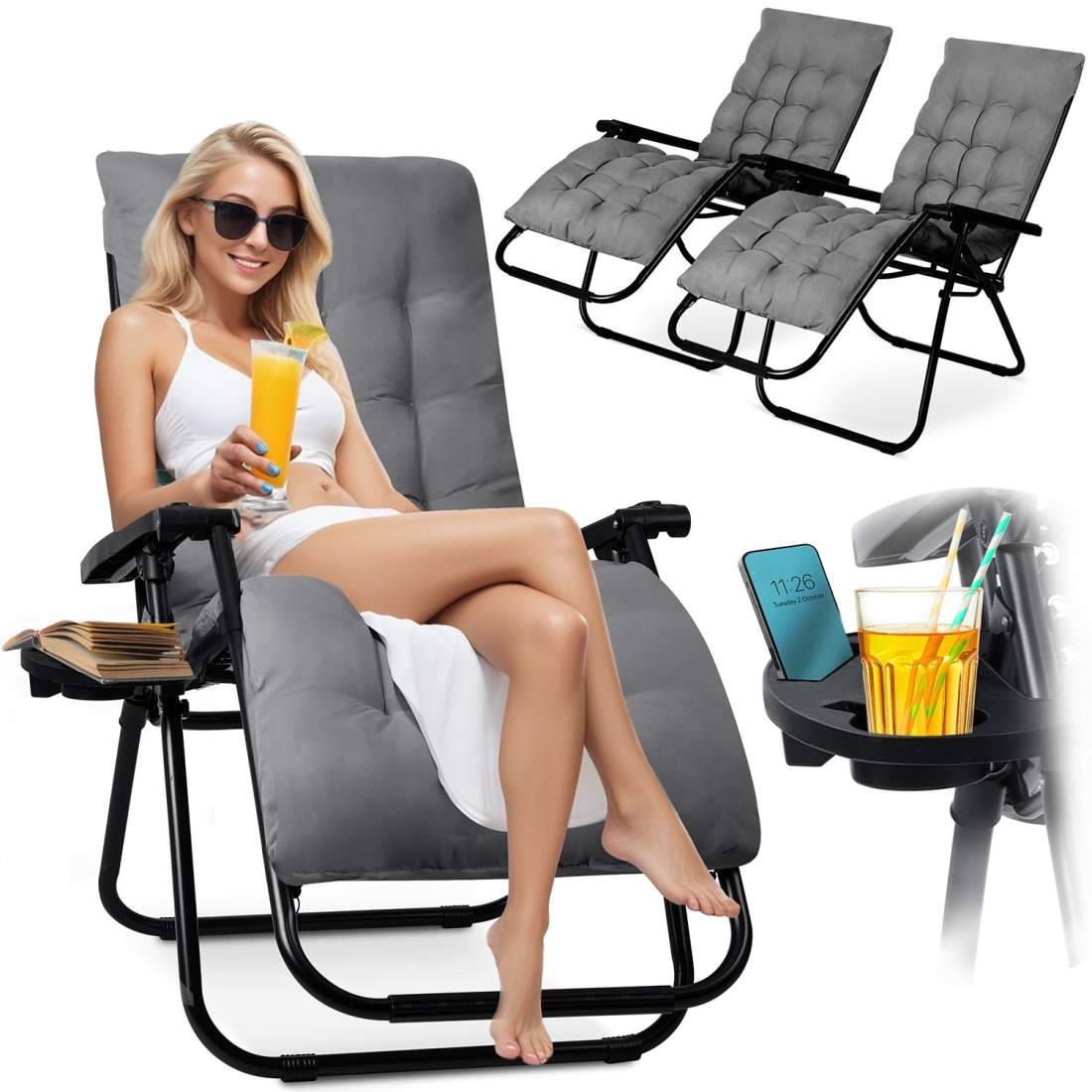 Hopfällbar trädgårdsstol med dyna Sofotel ChillWell set om 2 | Hem & Hobby | Pryloteket