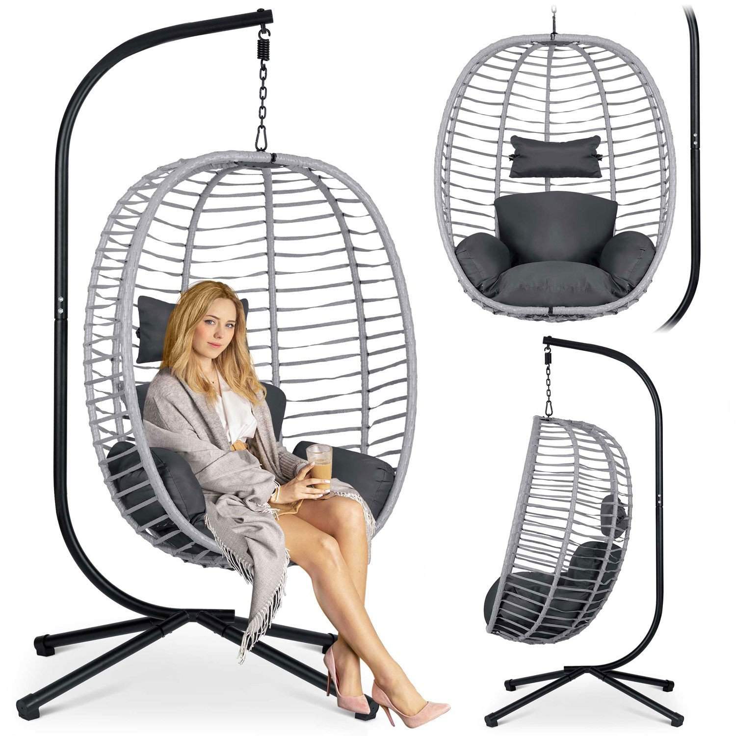 Toskana hængende havestol sorte grå hynder Sofotel