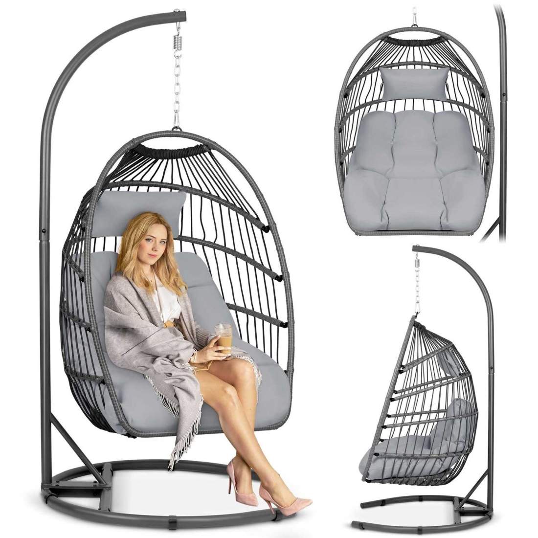 Luisiana hängande trädgårdsstol grå + grå kuddar Sofotel | Hem & Hobby - Hem & Hushåll - Balkong | Pryloteket