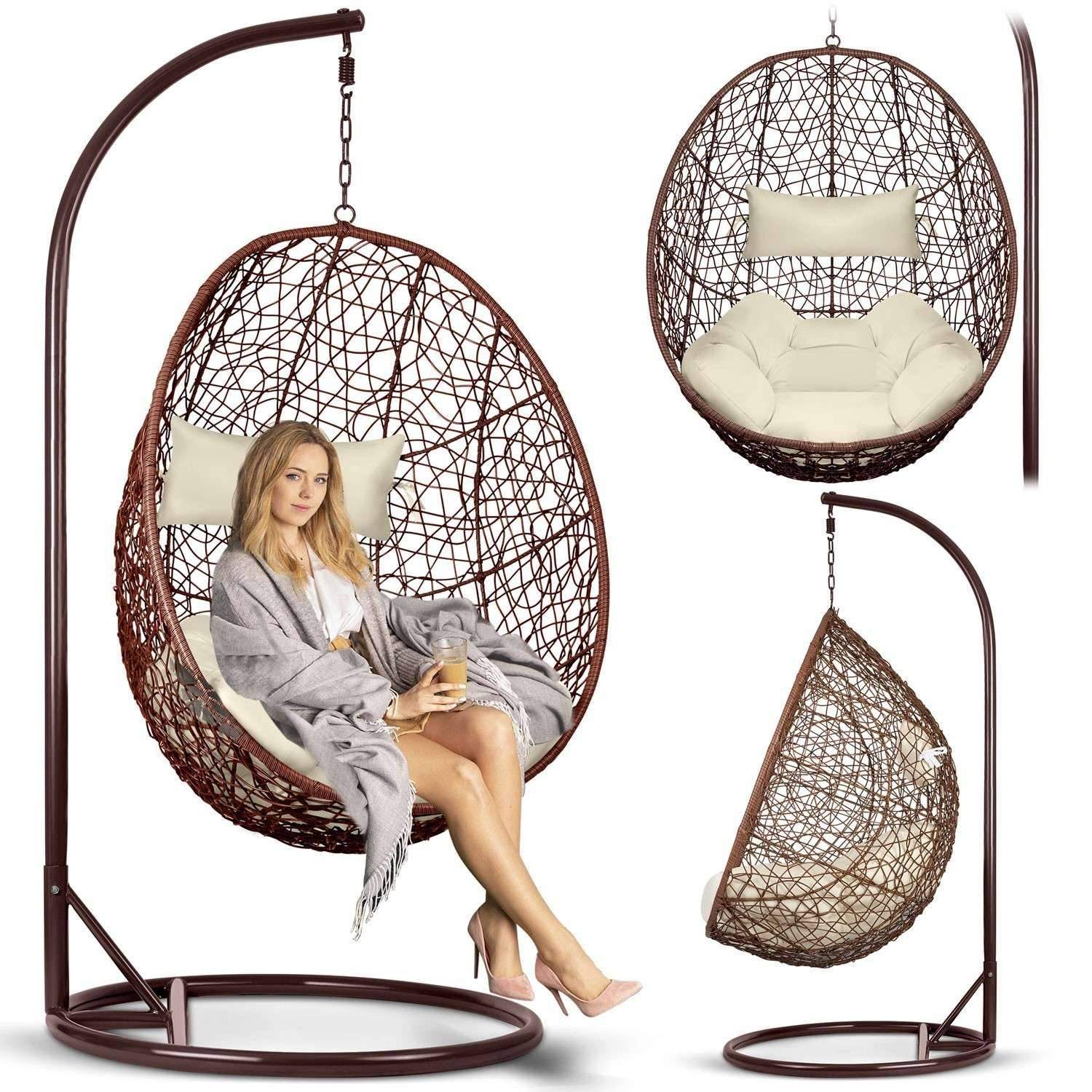 Hængende havestol Brava brun + beige hynder Sofotel