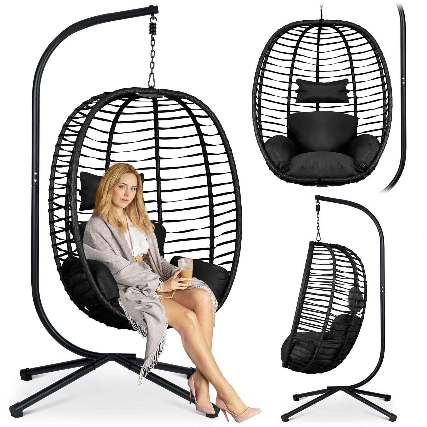 Toskana sort hængende havestol + sorte Sofotel hynder