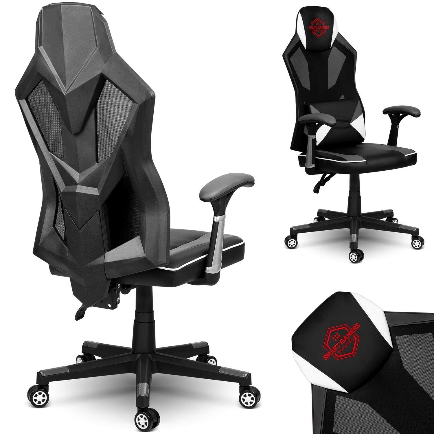 Shiro Gaming stol sort og hvid