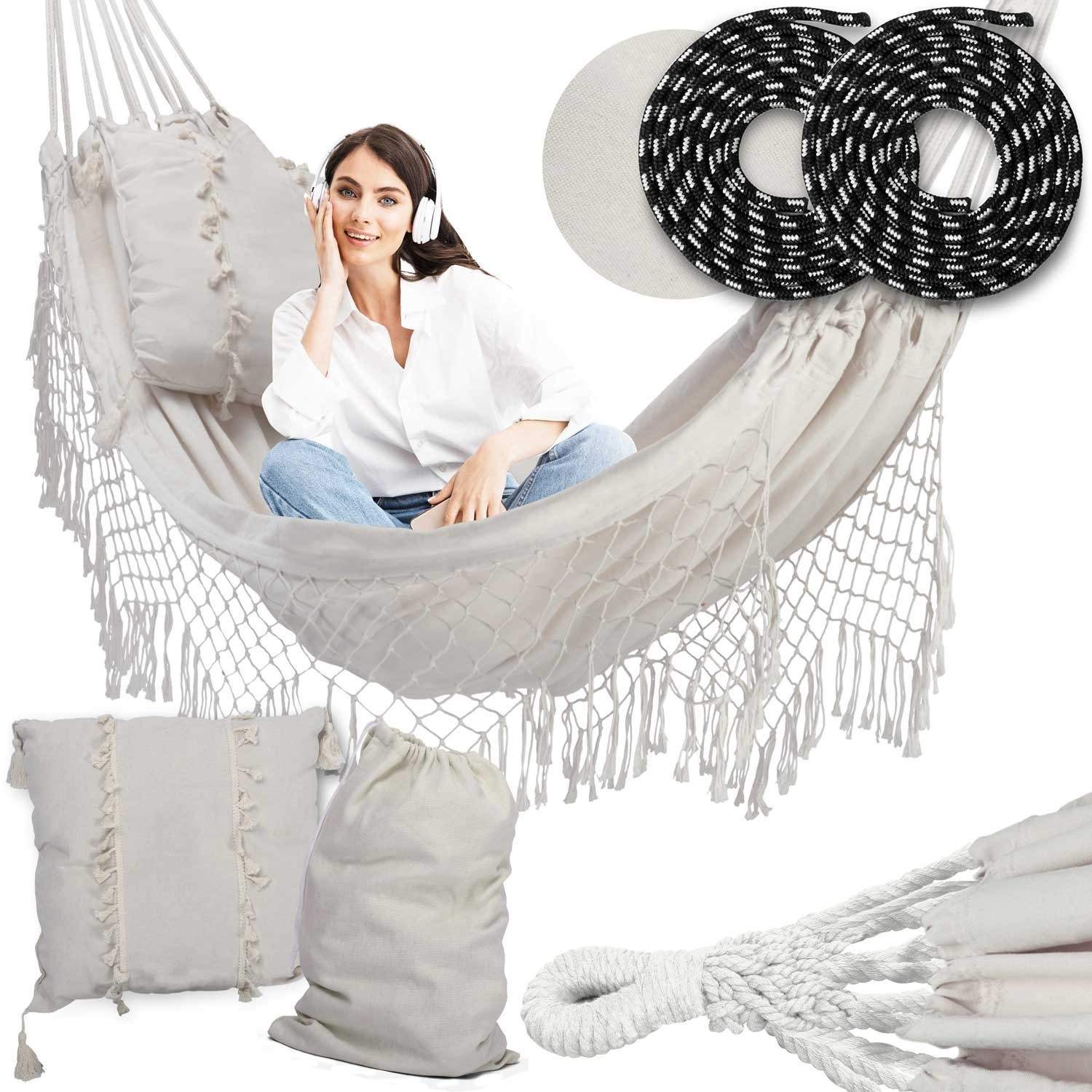 Toledo dobbeltbeige havehængekøje med Sofotel-pude