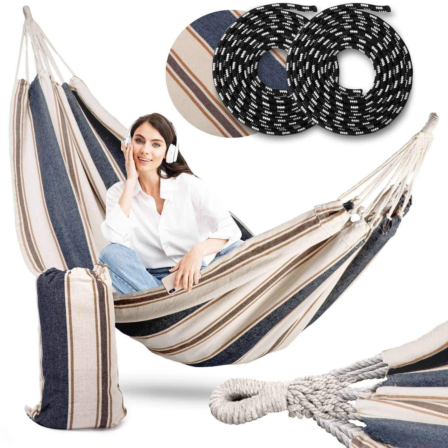 Have hængekøje Malaga Single blå og hvid Sofotel