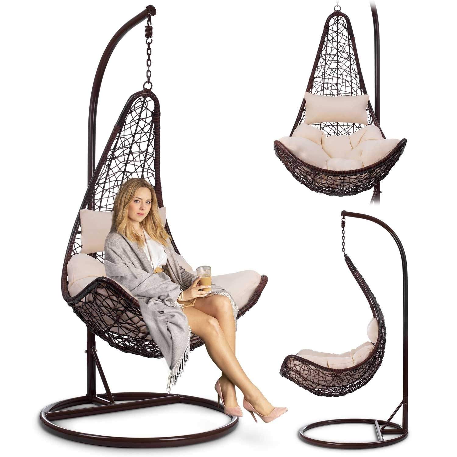 Cabana brun hængende havestol + beige hynder