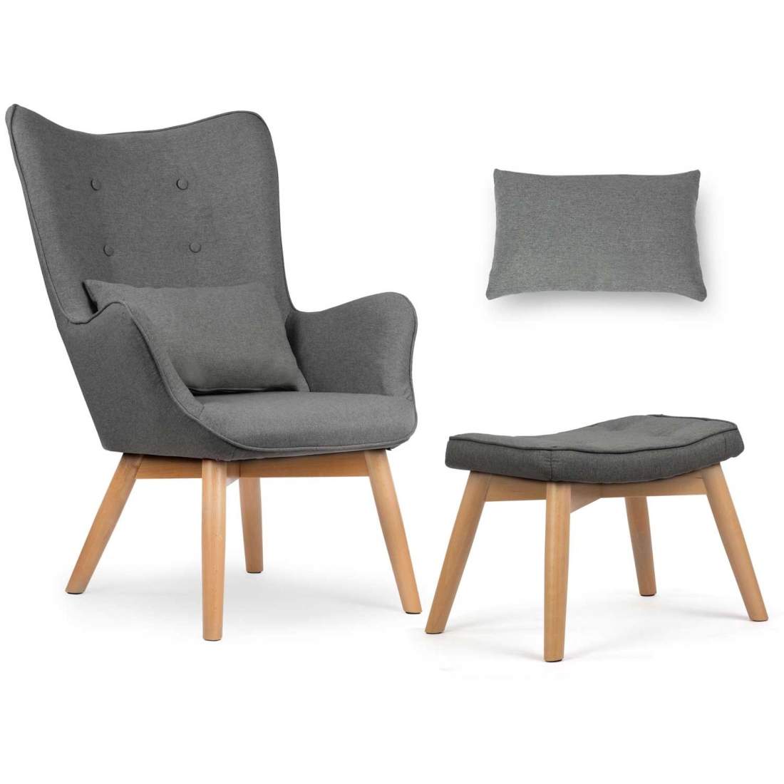 Sofotel Norse wing stol med fotstöd, grå | Hem & Hobby | Pryloteket