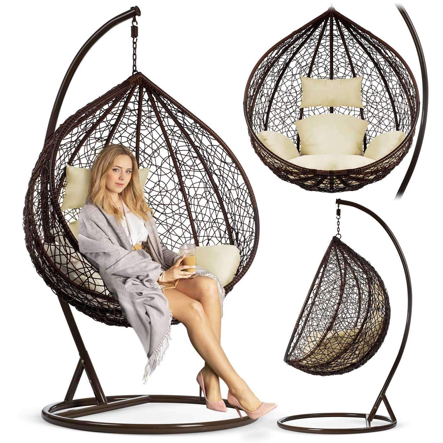 Havana brun hængende gyngestol + cremehynder