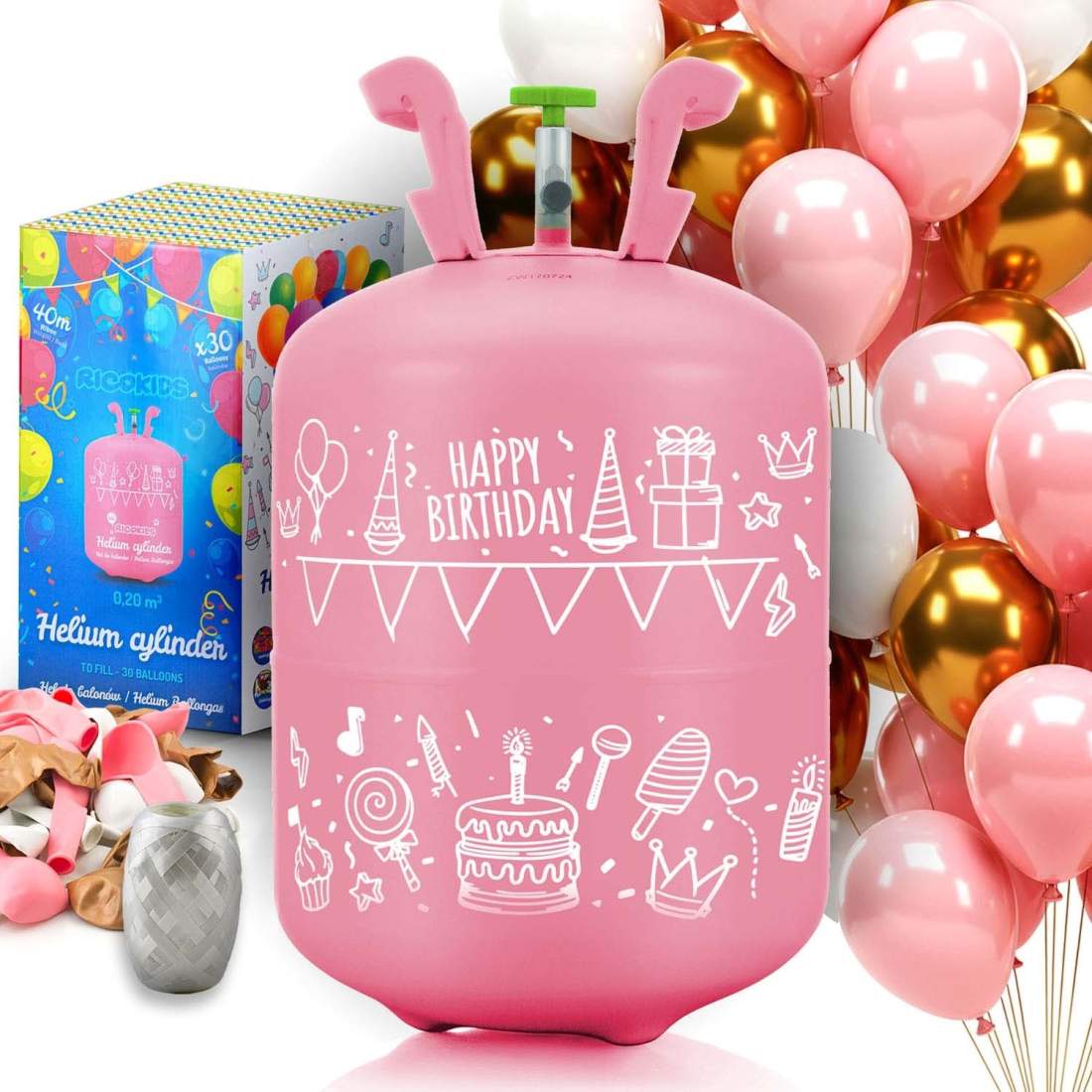 Heliumcylinder 0,20 m3 med ballonger och band Ricokids | Mode & Accessoarer - Smycken, Smyckesset & Tillbehör - Ringar | Pryloteket