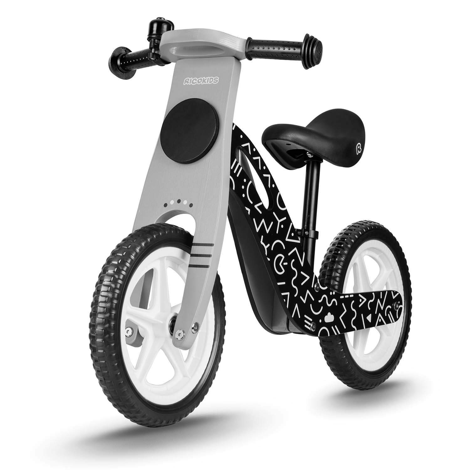 Træ balancecykel sort og hvid Ricokids RC-615