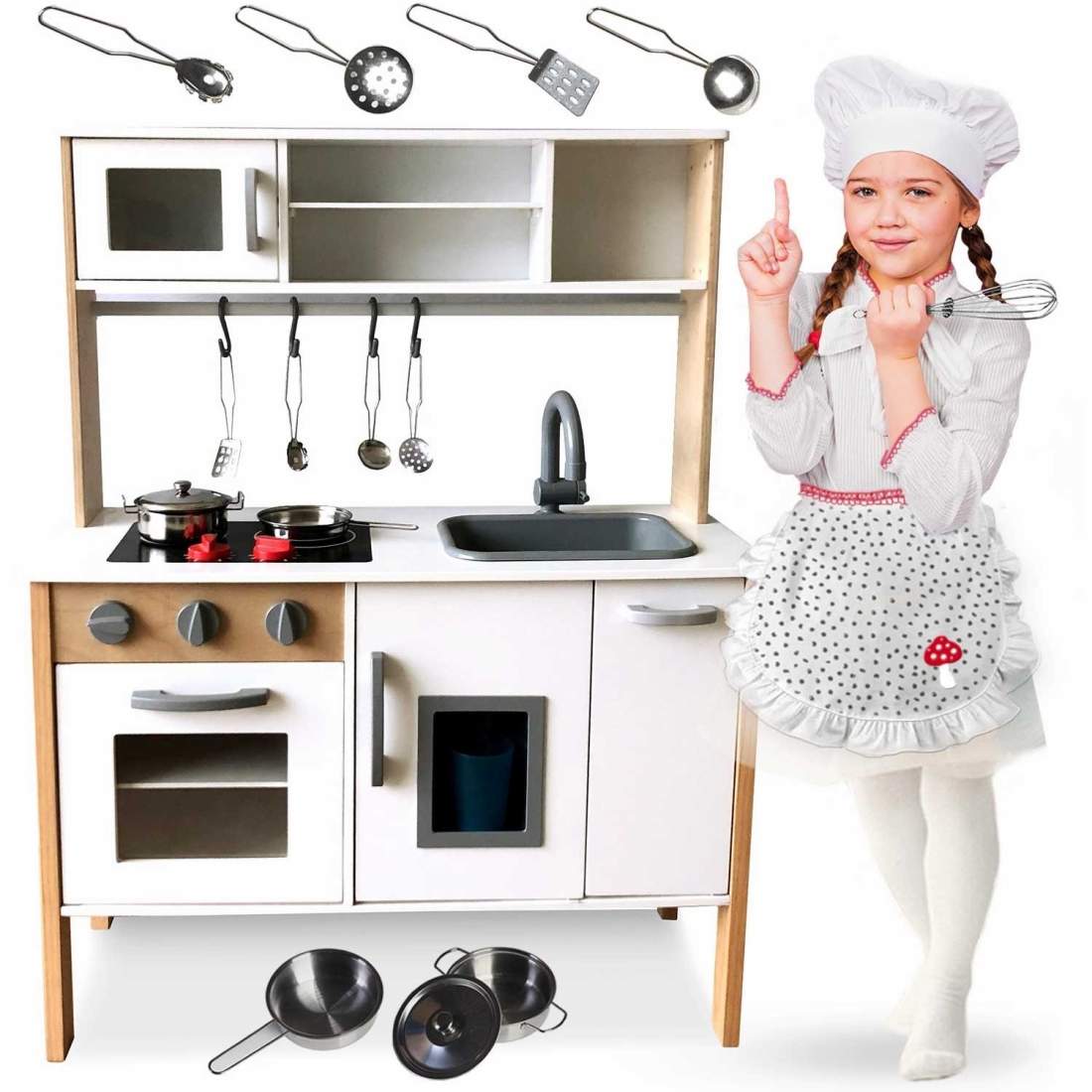Träkök för barn - retro med tillbehör