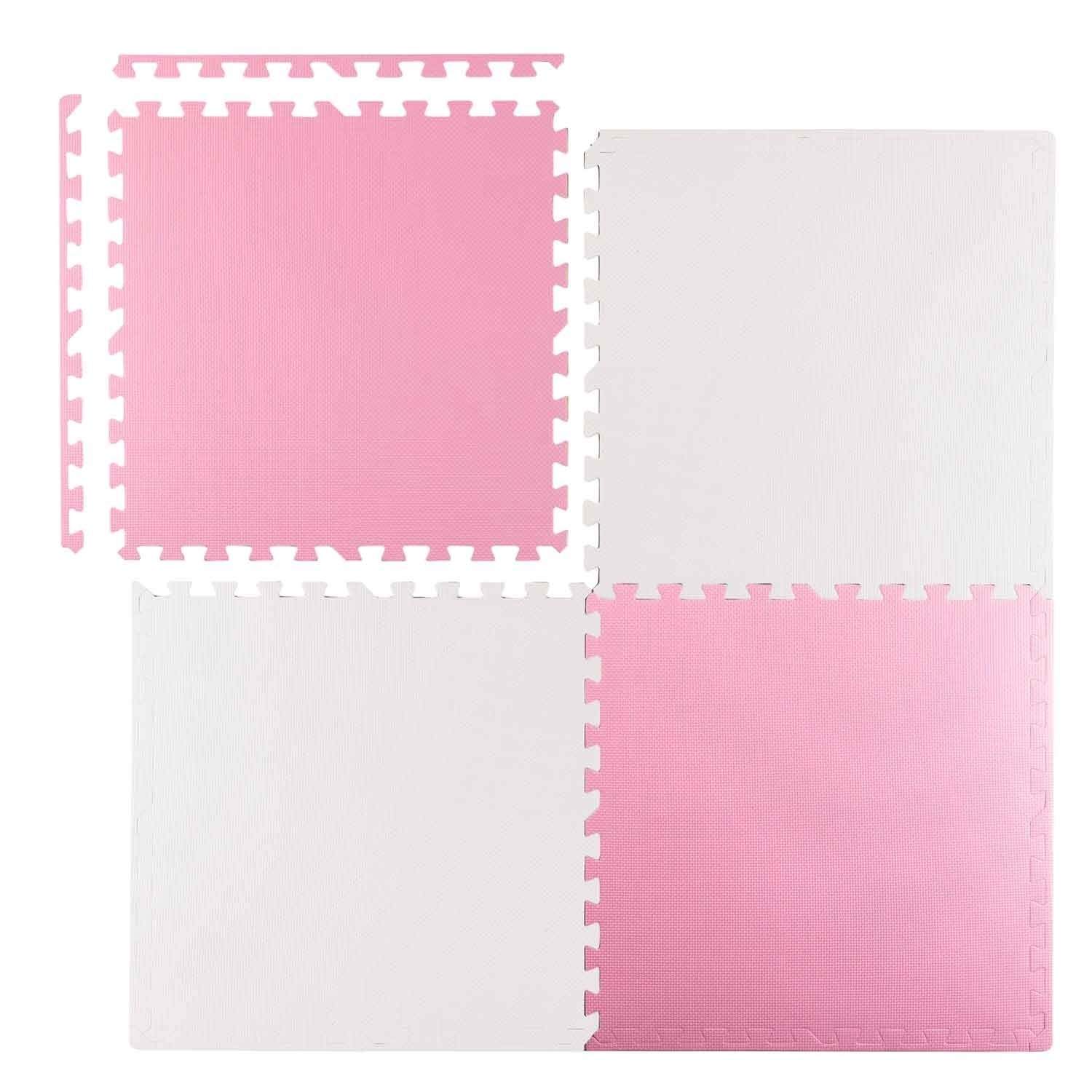 Stort skummåtte pædagogisk puslespil Ricokids pink og hvid