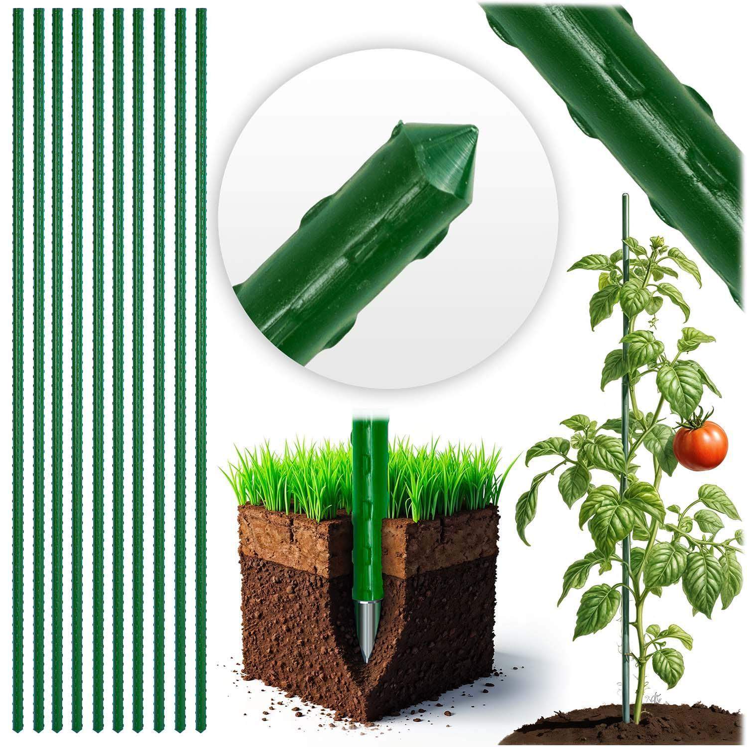 Plantepæle 150 cm Plonos PL-940 grøn 10 stk