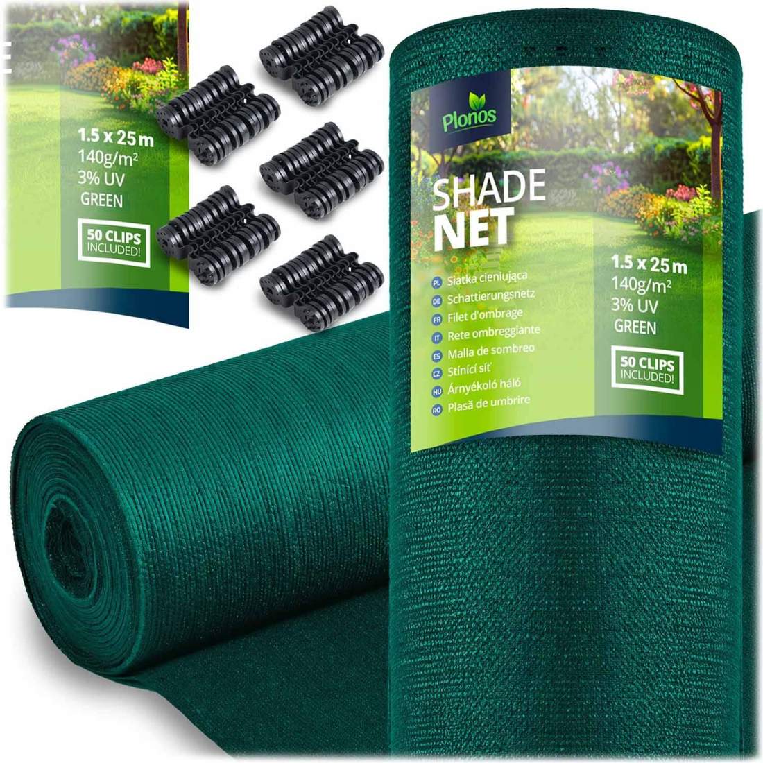 Skuggnät 1,5x25m 140g/m2 + 50 klämmor grön | Hem & Hobby - Hem & Hushåll - Balkong | Pryloteket