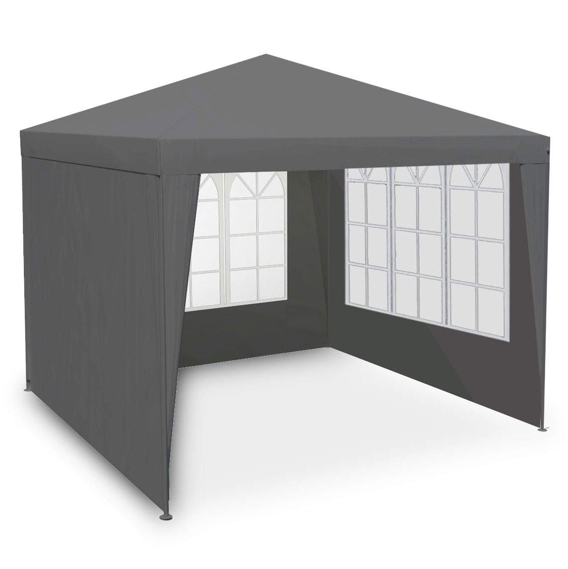 Havepavillon 4 vægge 3 x 3 m grå Plonos