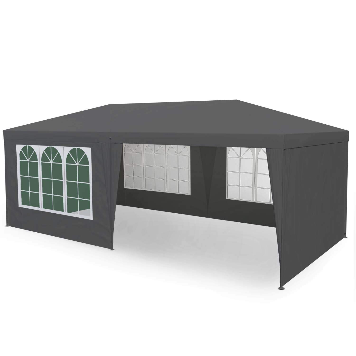 Havepavillon 4 vægge 3 x 6m grå Plonos