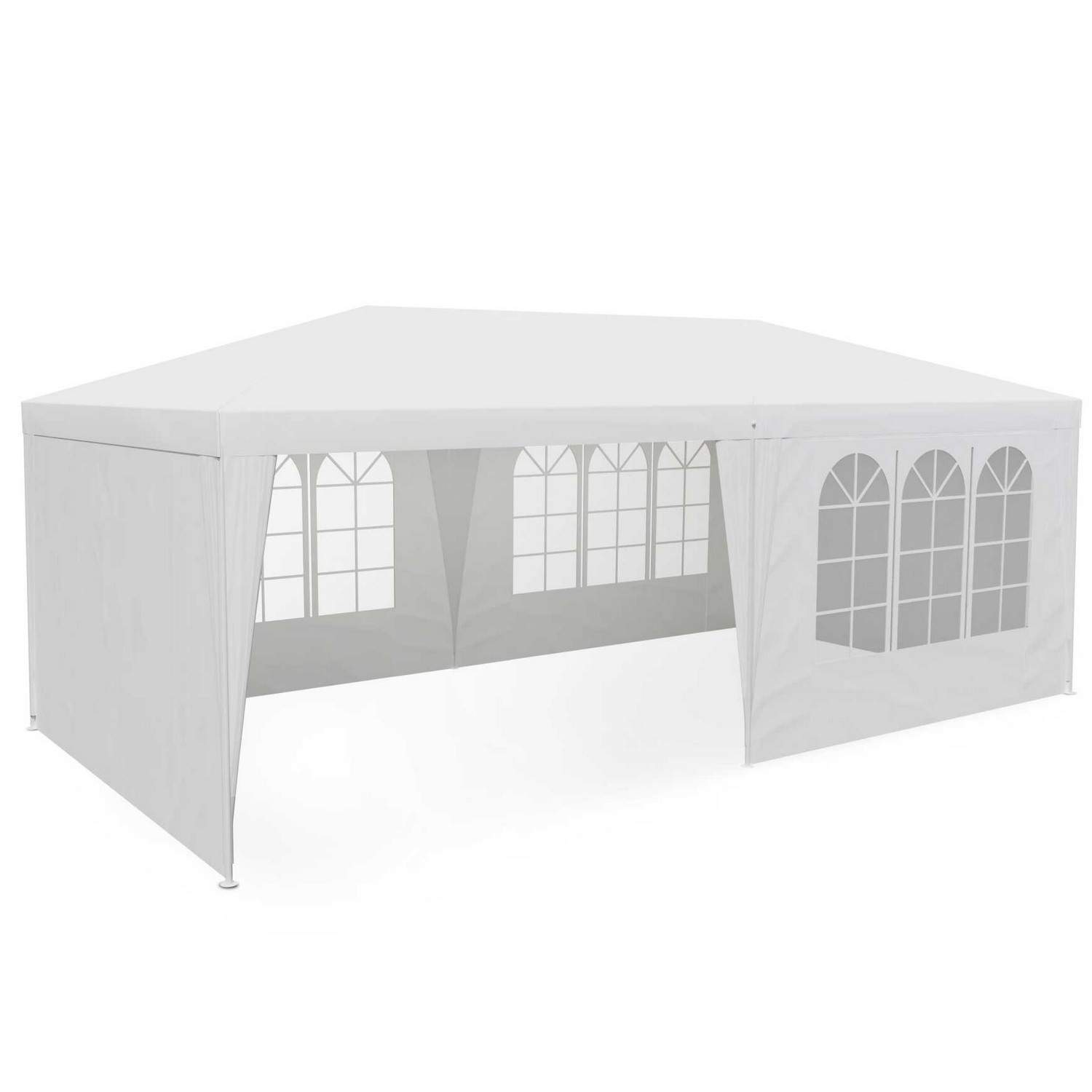 Havepavillon 6 vægge 3 x 6m hvid Plonos