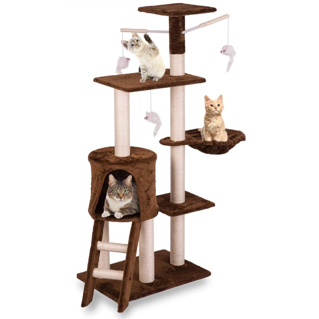 Kattskrapstolpe 140 cm DR-262 Pethaus med musbrun | Hem & Hobby - Husdjur - Katt | Pryloteket