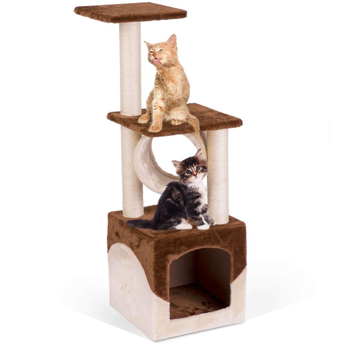 Skrapstolpe, katthus 93 cm DR-257 brunkräm Pethaus | Hem & Hobby - Husdjur - Katt | Pryloteket