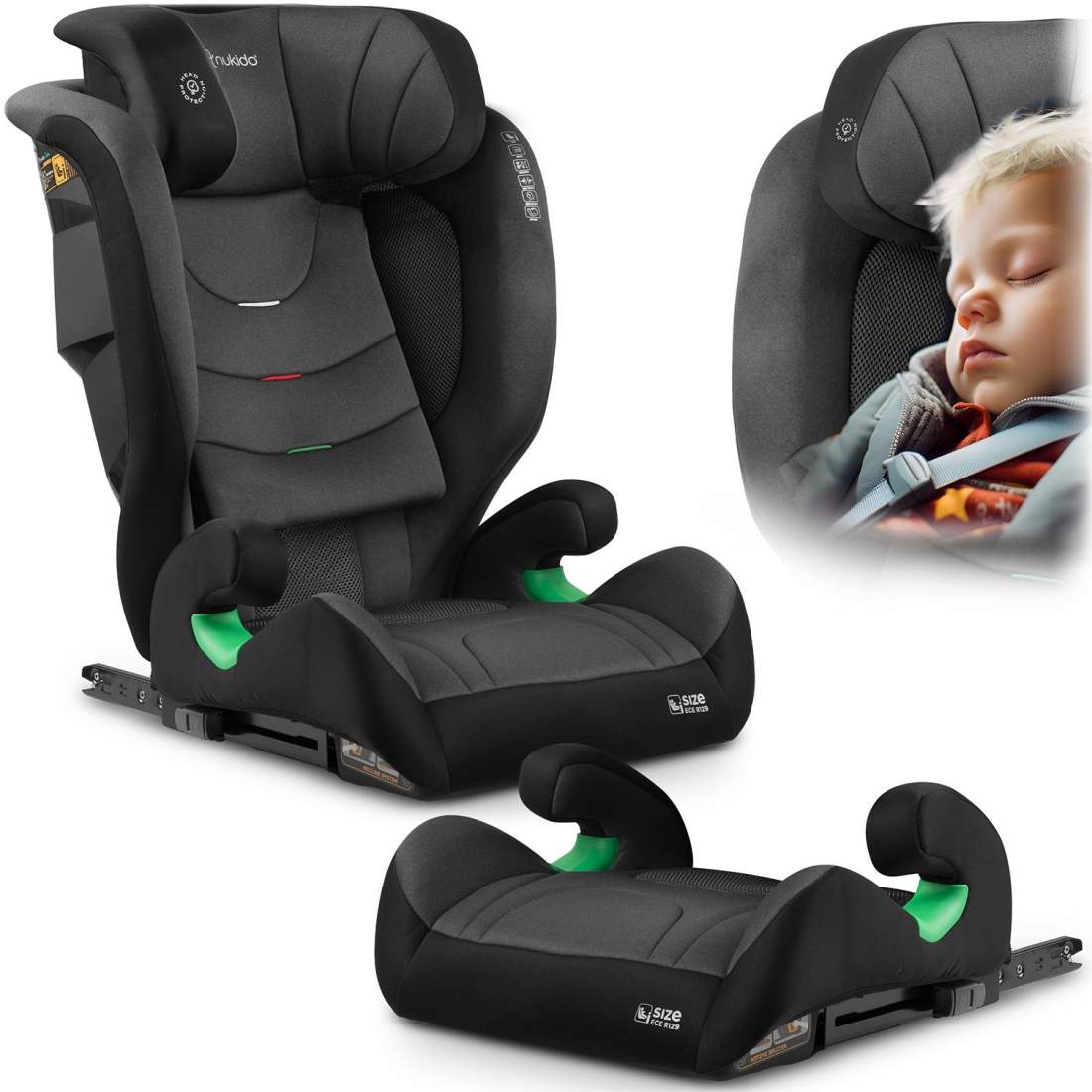 Nukido Louis Soft Bilbarnstol Svart/Grå 15-36kg ISOFIX | Hem & Hobby | Pryloteket