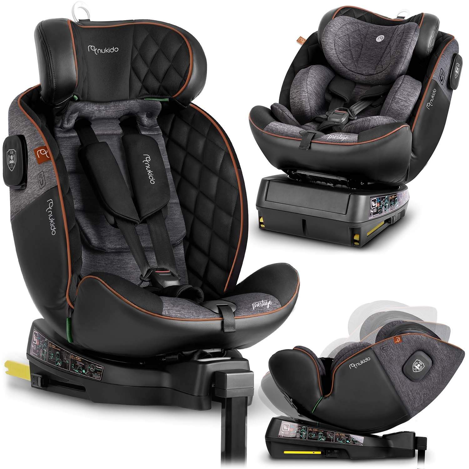 Nukido Prestige Line Autostol Sort/Grå 0-36kg ISOFIX
