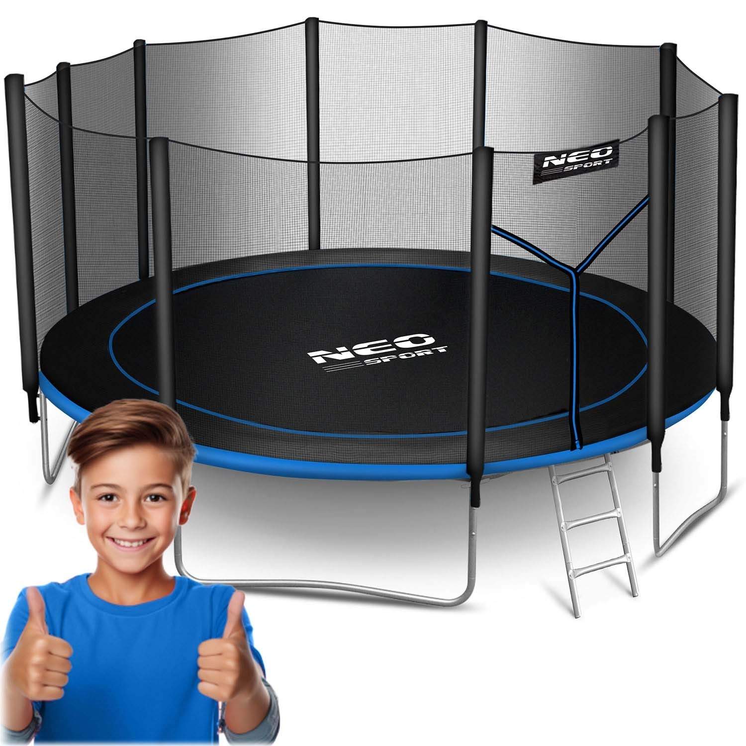 Havetrampolin 15ft/465cm med udendørs net og stige Neo-Sport