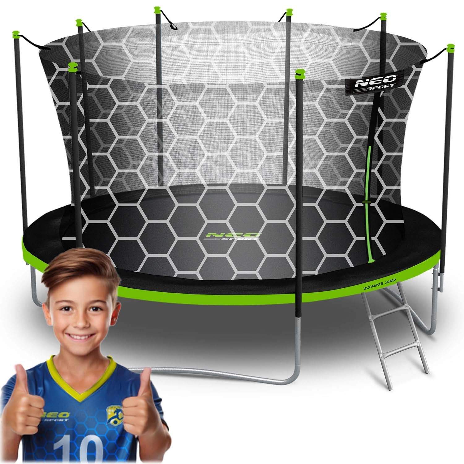 Havetrampolin 14ft/435cm med indvendigt net og stige Neo-Sport