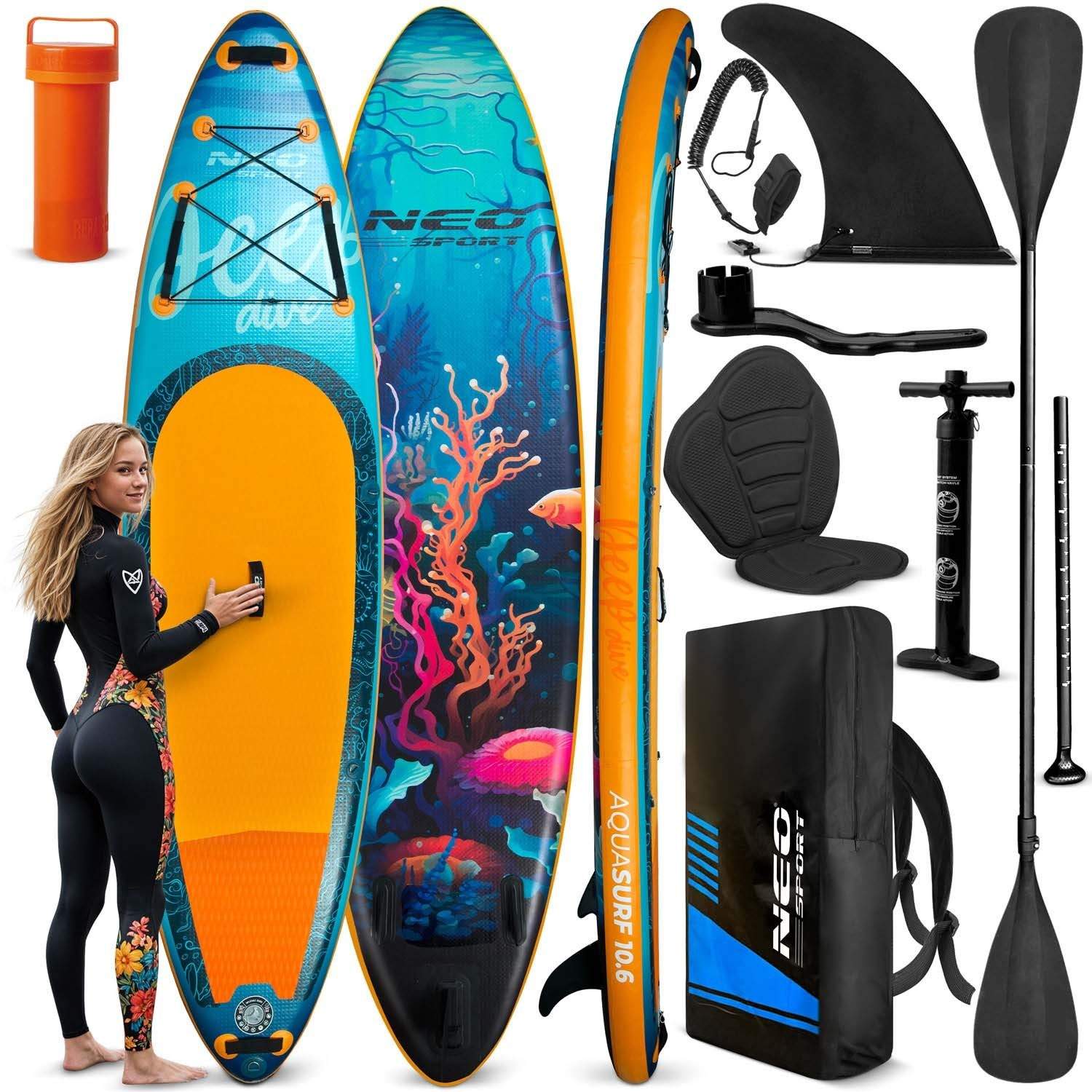 Aquasurf SUP-bräda 320 x 84 x 15 cm Neo-Sport 170204 | Elektronik - Tillbehör Mobil & Surfplatta - Mobiltillbehör - Mobilkablar - Tillbehör | Pryloteket