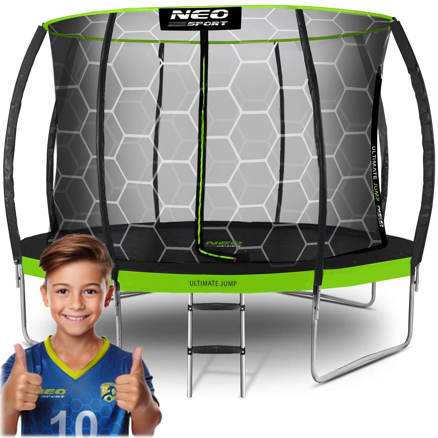 14ft/435cm profileret havetrampolin med indvendigt net Neo-Sport