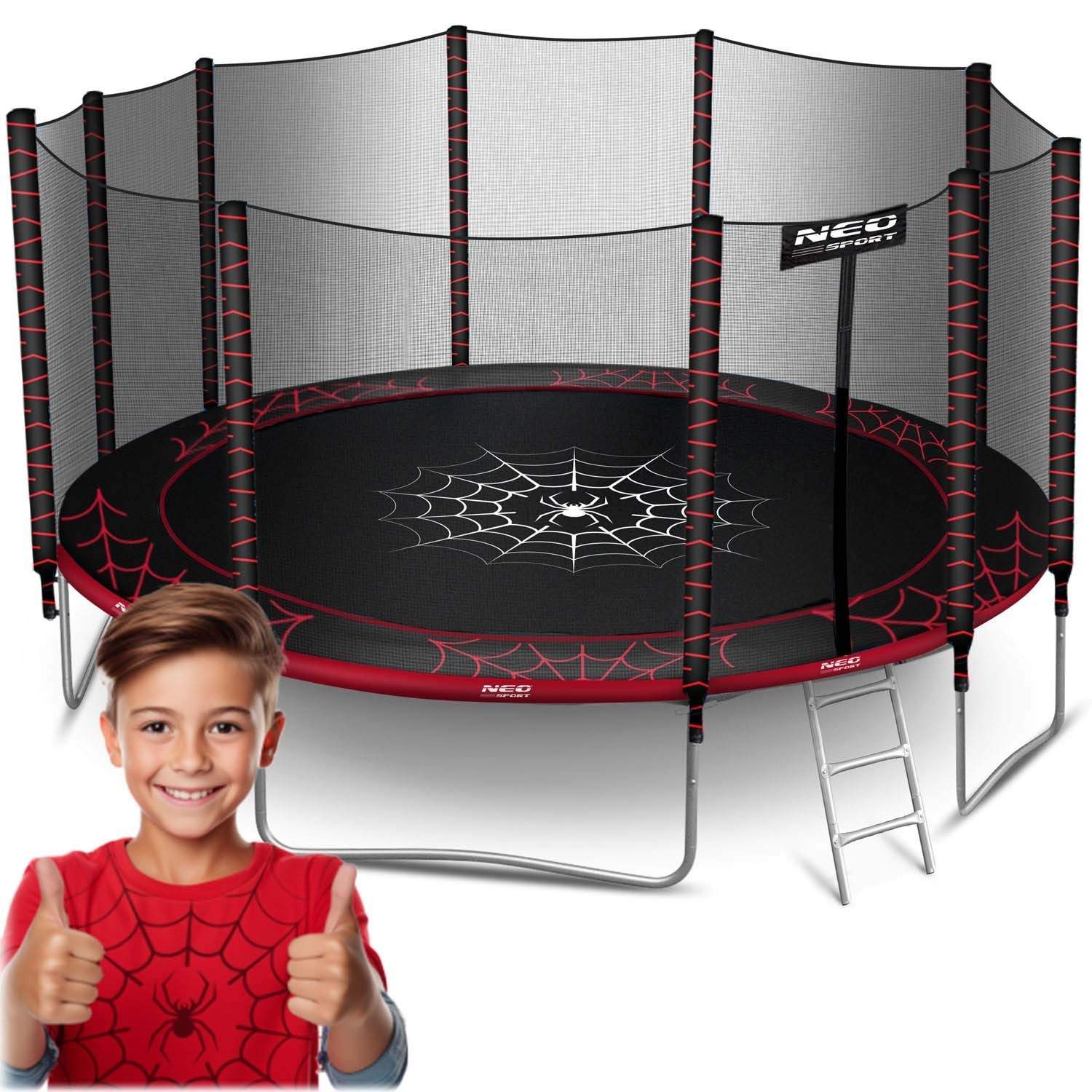 Havetrampolin 15ft/465cm med udendørs net og stige Neo-Sport