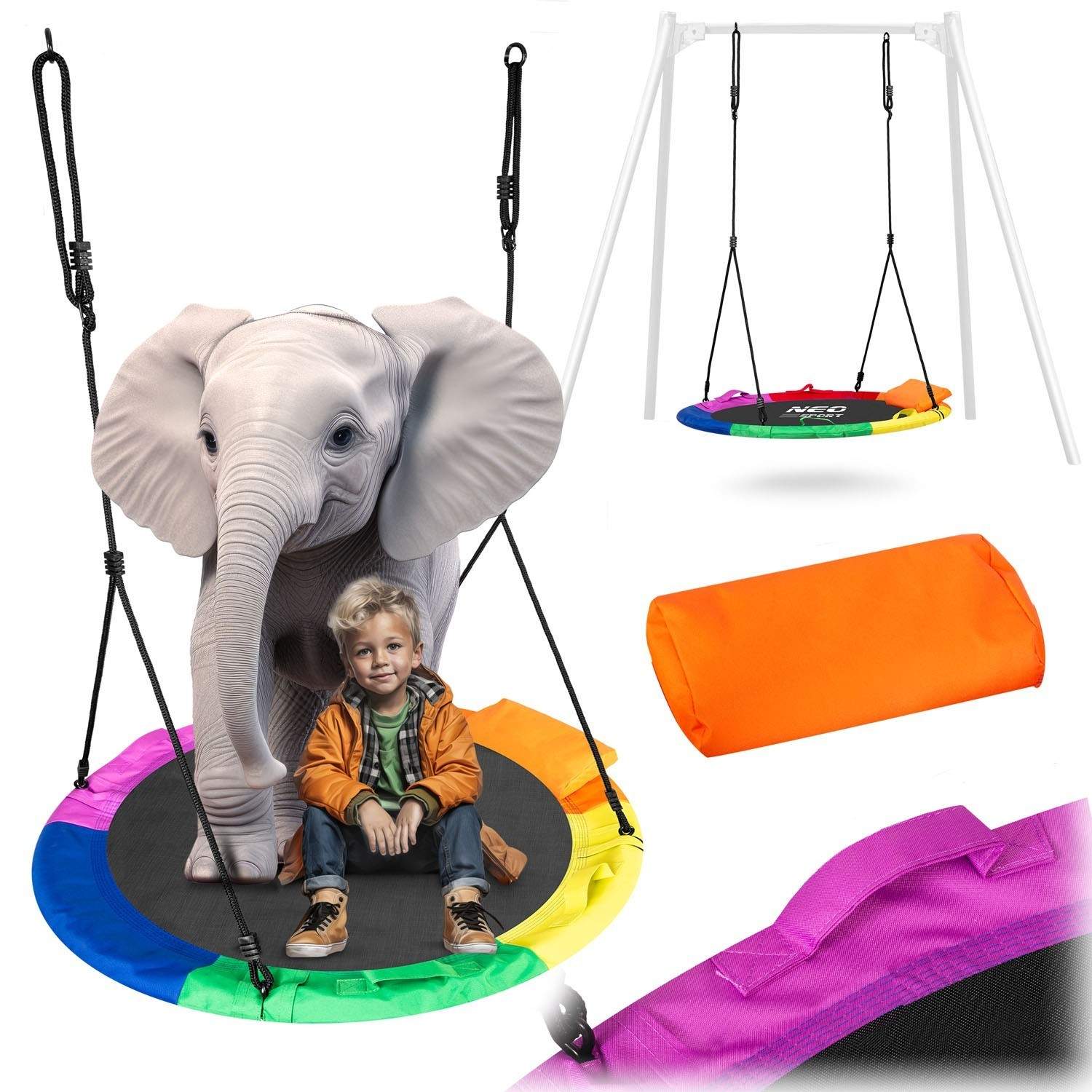 Swingo XXL flerfarvet storkerede gynge 120 cm