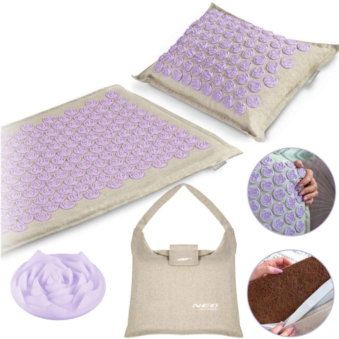 Neo-Sport NS902 spikad akupressurmatta - grå-lavendel | Hem & Hobby | Pryloteket