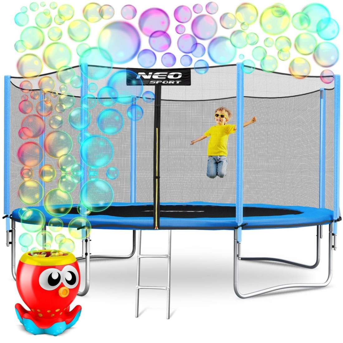 Trädgårdstrampolin 14ft/435cm med utomhusnät och stege Neo-Sport Bubble maskin GRATIS | Hem & Hobby | Pryloteket